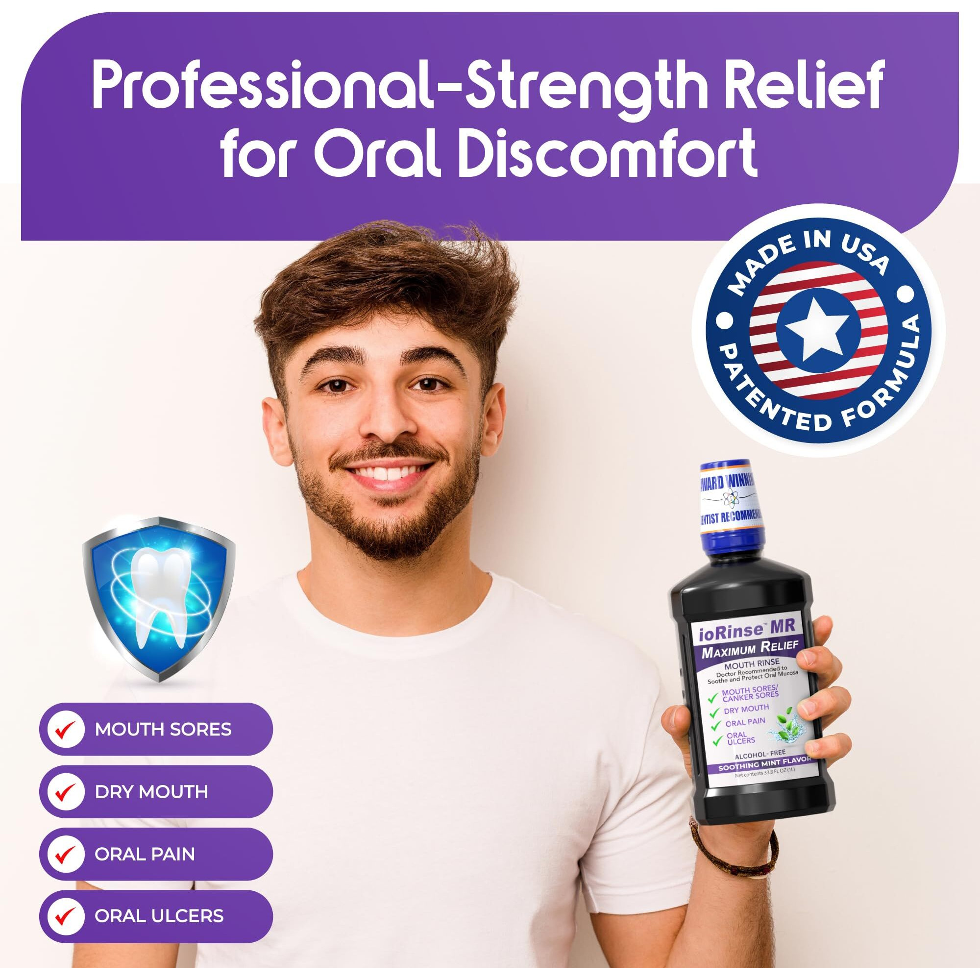 Iorinse Mr The Most Dentist & Oncologist-Recommended Oral Ulcer Rinse Of Its Kind. Maximum Relief Of Oral Mucositis  Mouth Sores  Dry Mouth  Canker Sores  Mouth Irritation & Cancer Patients  Mint 1 L