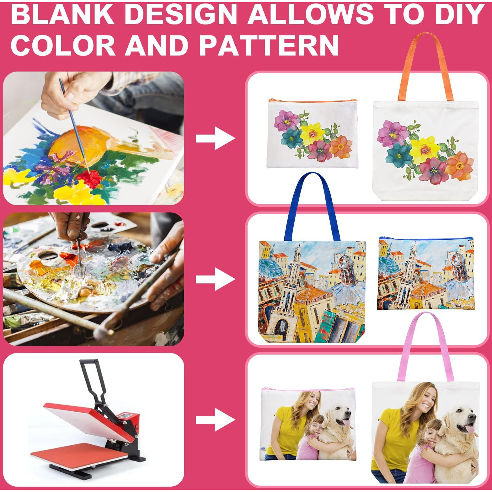 20 Pack Sublimation Blanks Tote Bags  Mafye Reusable Grocery Bags Diy Heat Transfer Canvas Tote Bags Cosmetic Makeup Bags Shopping Bags W/Customized Color For Diy  Advertising  Christmas Craft Present