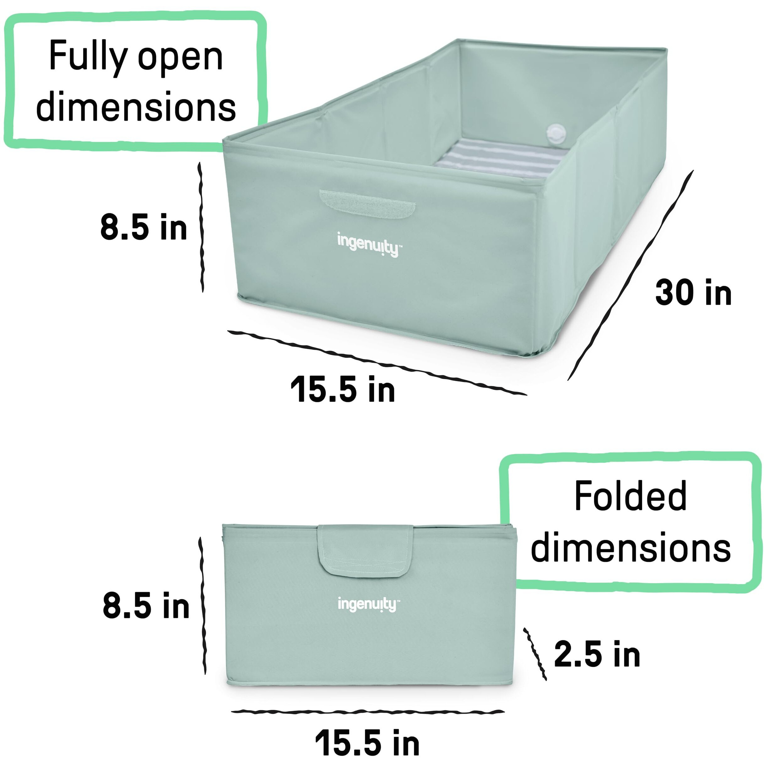 Ingenuity Tuckaway Toddler Folding Tub  Converts Shower To Tub  Folds To Store  Easy To Clean  No Assembly Required  Portable Baby Bathtub For Travel  12M-5Y