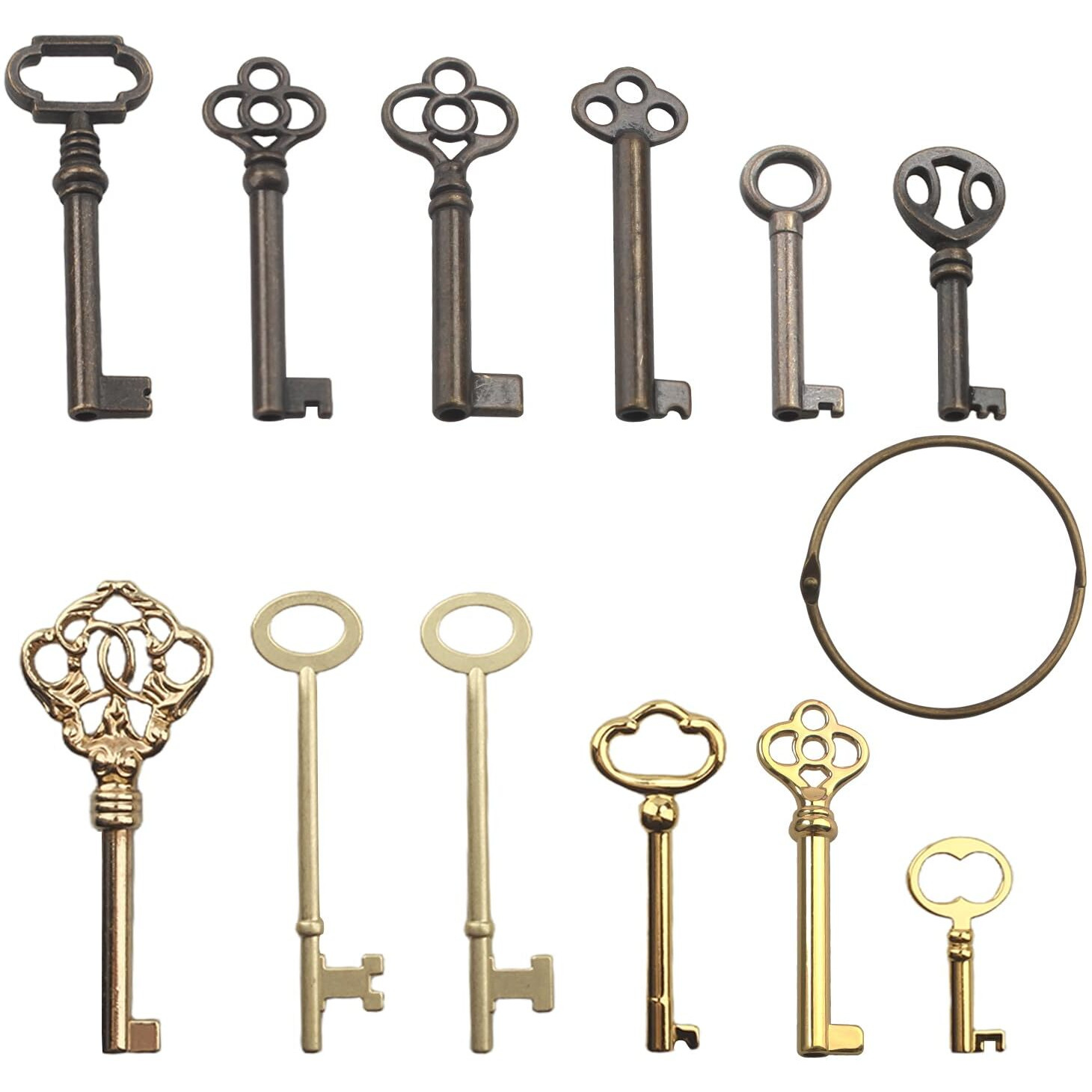 Skeleton Key Set Universal Skeleton Replacement Keys  Vintage Keys Kit For Antique Dresser  Chinese Cabinet  Antique Furniture And Old Style Cabinets Or Doors (12 Pcs)