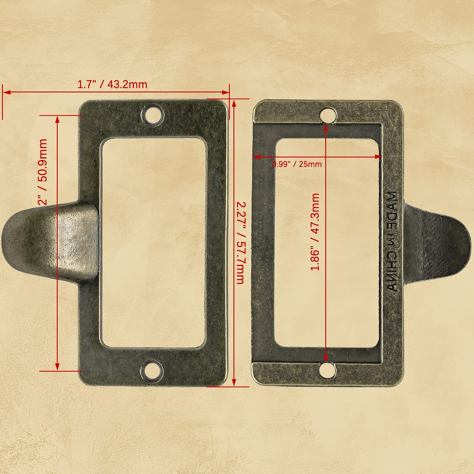 Rierdge 20 Pcs Antique Bronze Card Catalog Drawer Pulls  Vintage File Cabinet Pulls  Library Label Card Catalog Pulls For Office Furniture Cupboard Cabinet Drawer Box Case Hardware (Large)