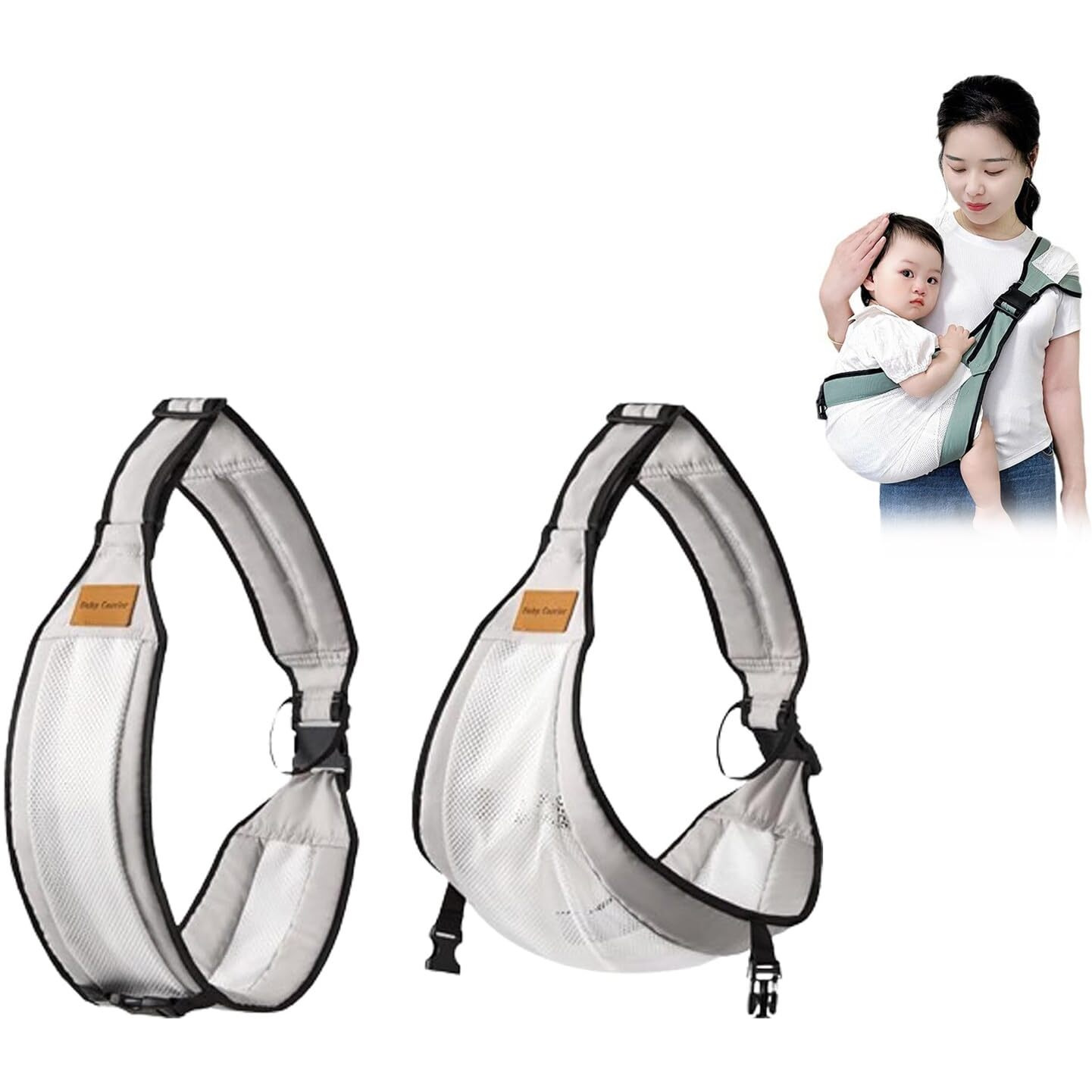 Baby Sling Carrier Toddler Carrier Baby Sling Portable And Adjustable Non-Slip Hip Seat Carriers 10-45Lbs(Grey Mesh)