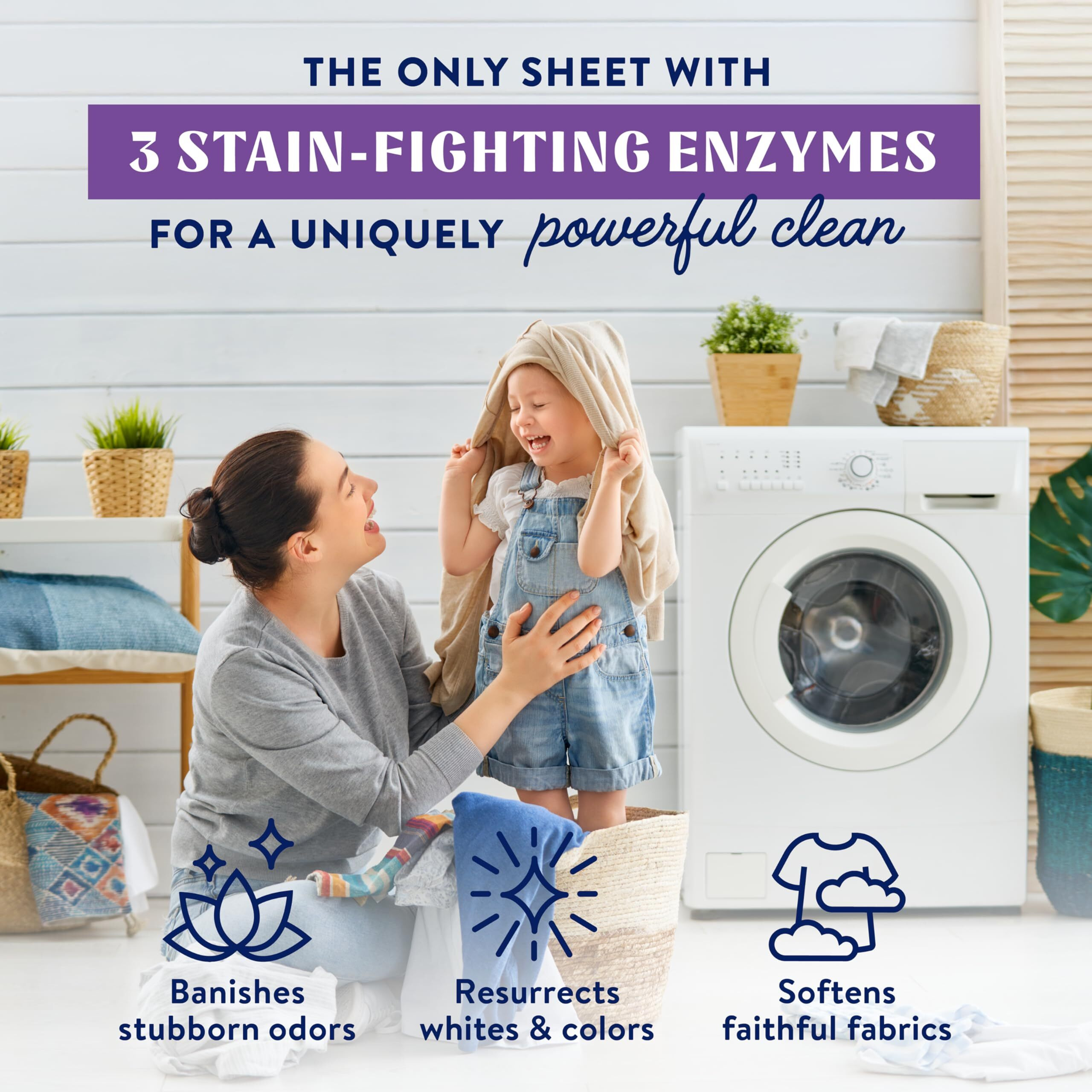 Cleancult Laundry Detergent Sheets - Resealable Box - 3 Stain Fighting Enzymes - Wild Lavender - 60 Loads - Free Of Harsh Chemicals - No Mess - No Plastic Waste