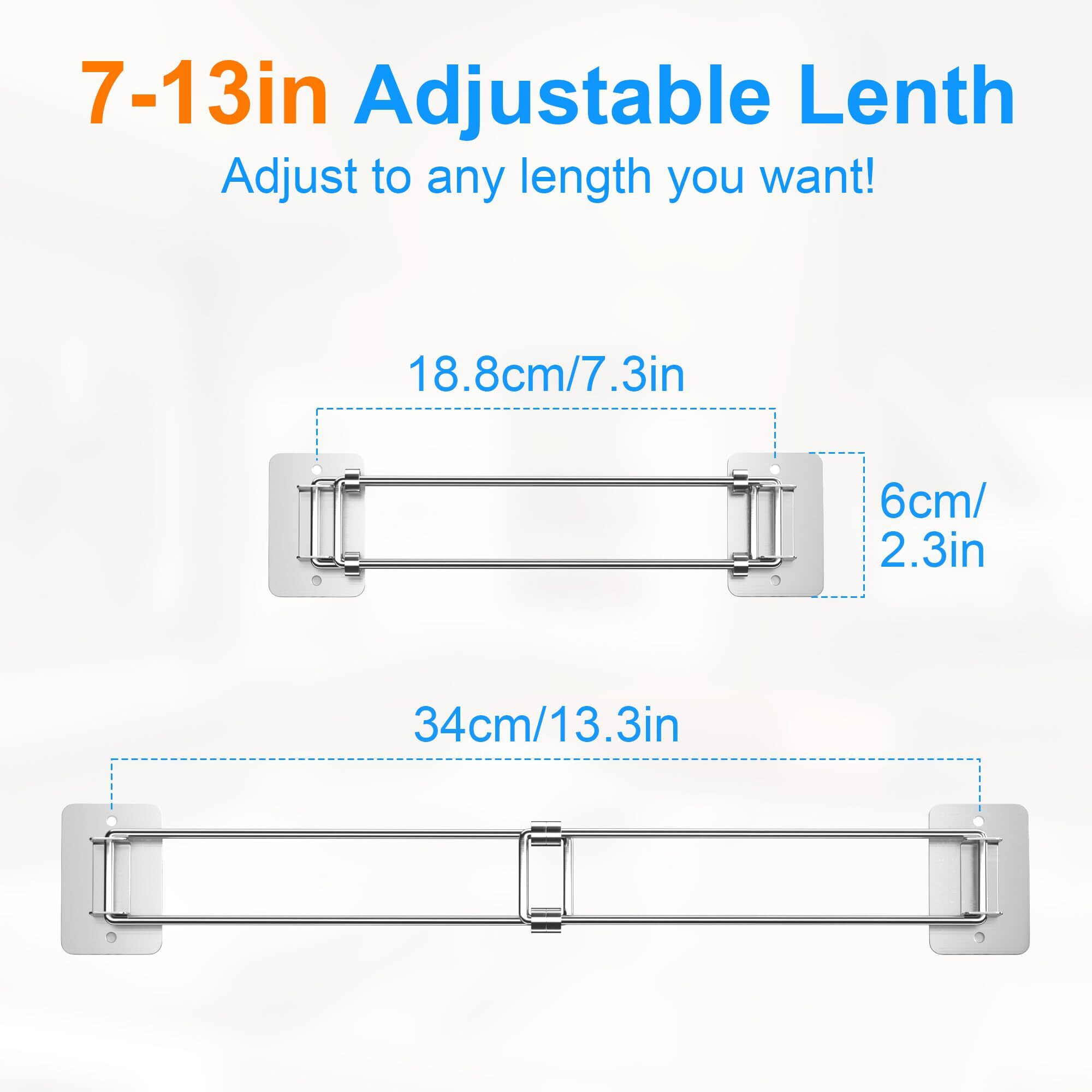 Songsoso Rv Corner Rod  Showers Bathtubs Camper Shelf Storage Bar  2 Pcs 7-13 Inches Adjustable Rv Bathroom Organizer - Stainless Rv Wall Accessories - 2 Pack