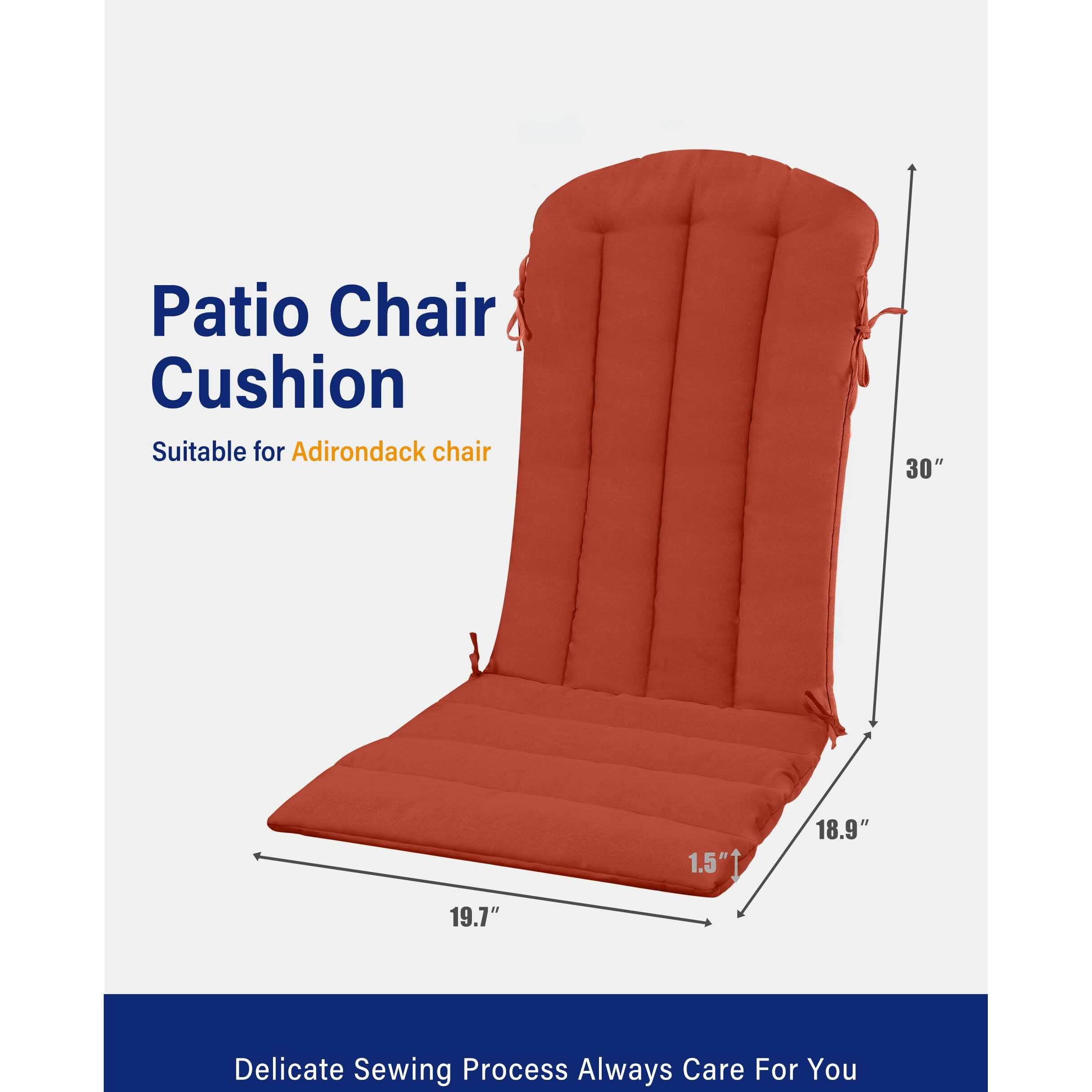 Yefu Adirondack Chair Cushion  Rocking Chair Cushions With Straps  Folding Patio Chair Pad For Indoor And Outdoor  19.7X18.9X1.5 Inch  Burnt Orange  4-Pack