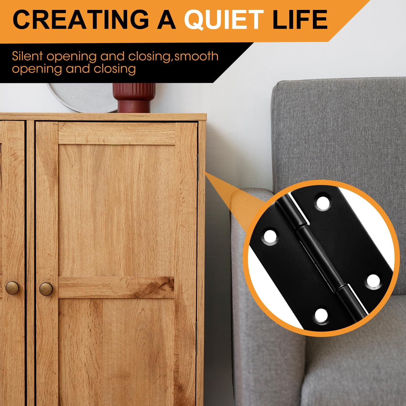 20 Pcs 2 Inches Black Door Hinge Cabinet Door Hinges Stainless Steel Butt Hinges Home Furniture Hinges Bisagras For Door  Window  Case Lid  Wooden Box Chest With 120 Mounting Screws  Black