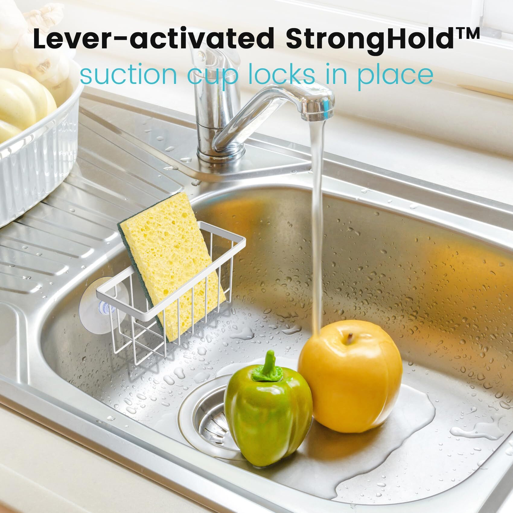 Kitchen Sponge Holder Sponge Holder For Kitchen Sink Suction  Sink Caddy (White)