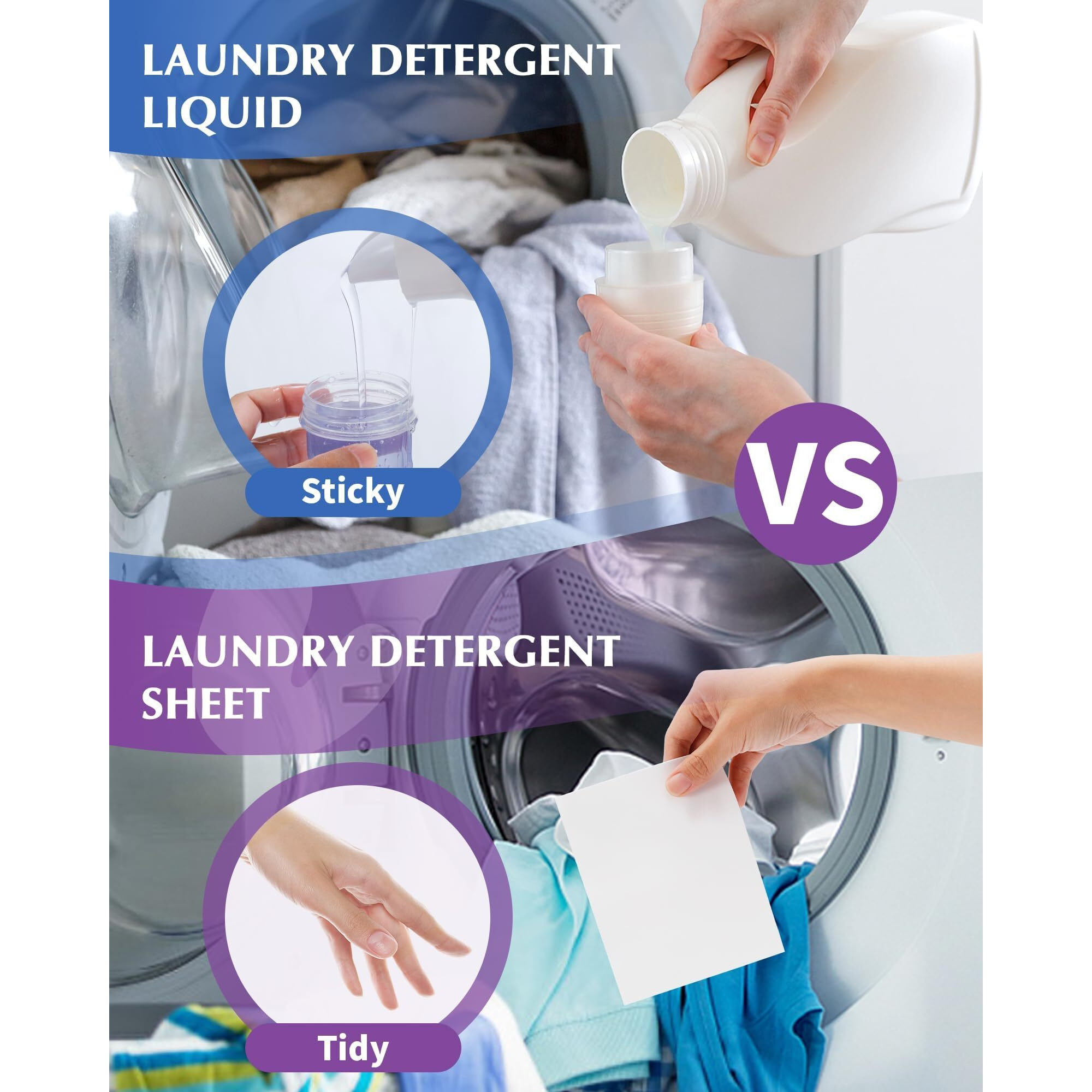 Laundry Detergent Sheets Space-Saving Travel-Deep Cleaning Lavender Eco No Plastic Jug 240 Loads