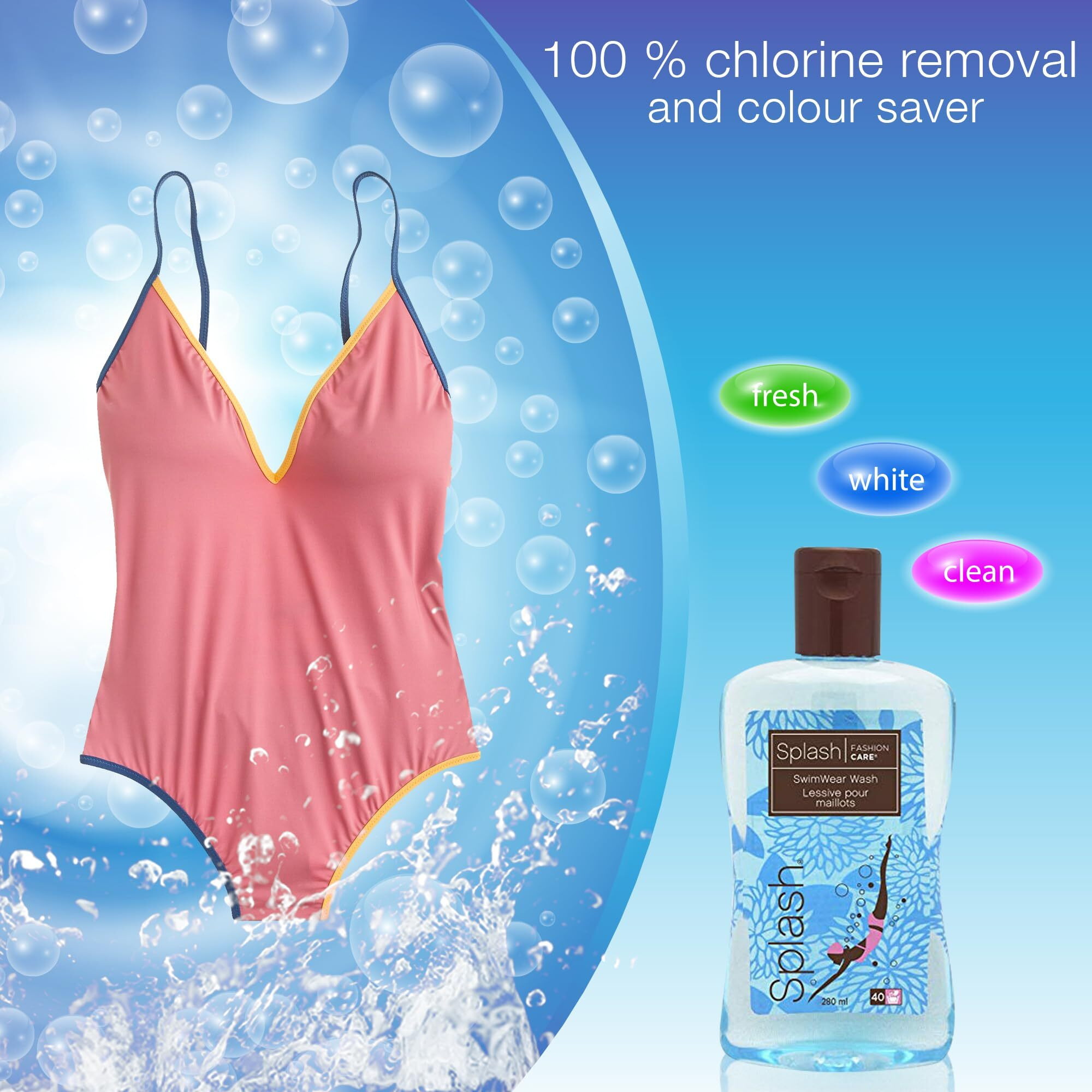 Splash Swimsuit Wash  Delicate Laundry Detergent  Chlorine Removal Swimwear  Chlorine Neutralizer  Travel Size Laundry For Swimsuit  Delicate Wash Detergent  Swimwear Solution  3 Pack  9.46 Fl Oz