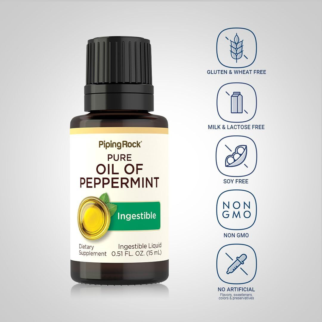 Piping Rock Peppermint Oil | 15 Ml Drops | Pure Ingestible Liquid Supplement | Non-Gmo  Gluten Free