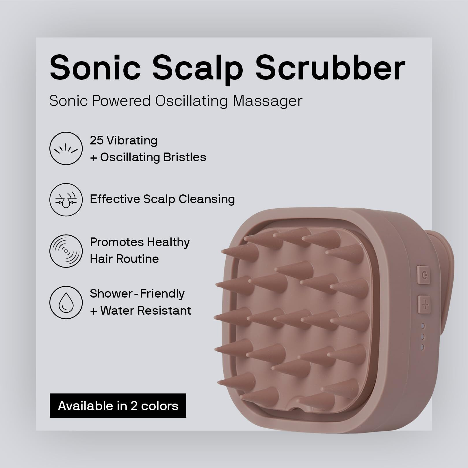 Black Wolf Sonic Scalp Scrubber  (Taupe) - Hair & Scalp Massager Brush With 3-Speed Oscillation - Rechargeable Scalp Care Comb With Soft Silicone Oscillating Bristles For Deep Clean & Exfoliation