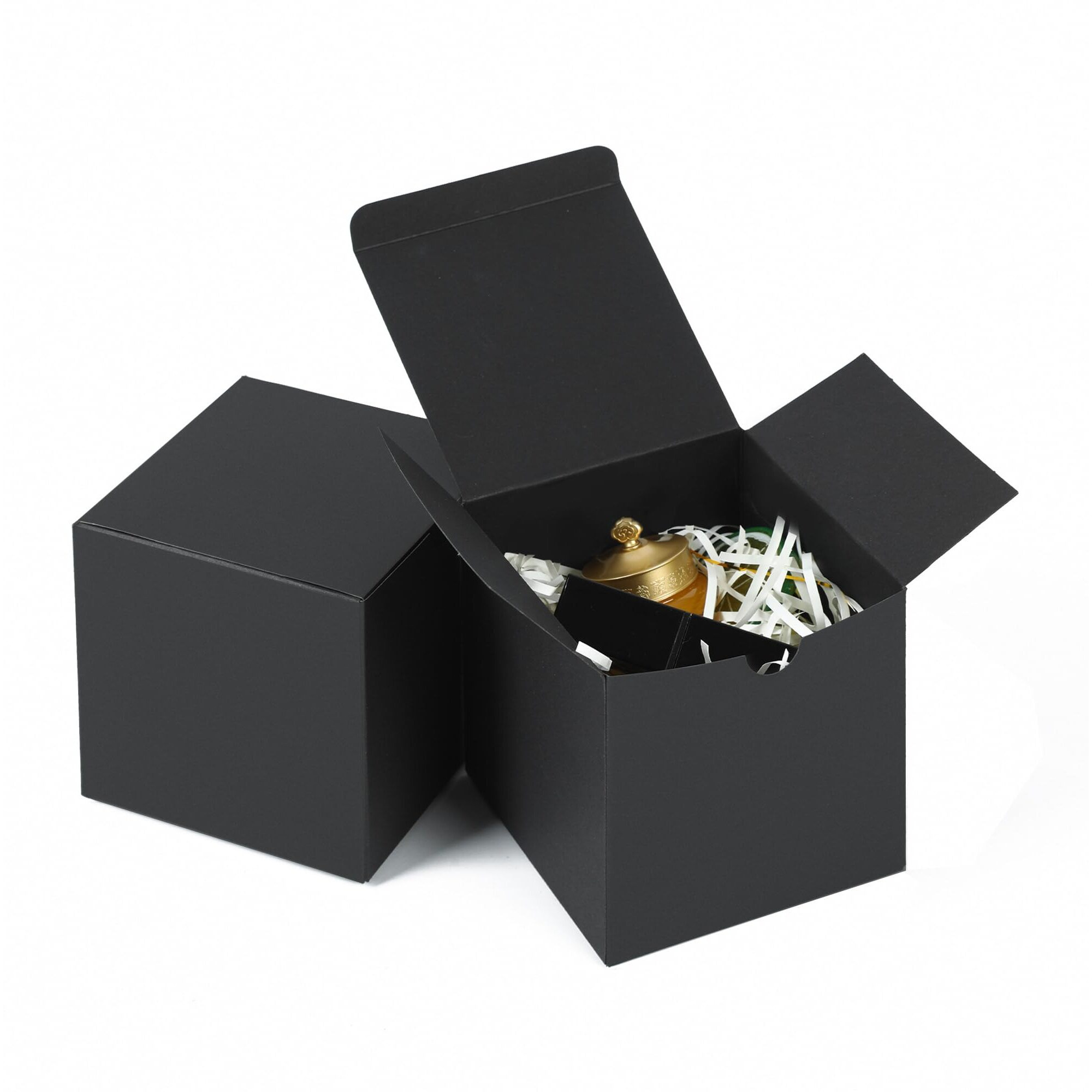 Shipkey 10 Pcs Black Cardboard Gift Boxes With Lids | 6X6X6Inch Square Boxes | Medium Gift Boxes Suitable For Party  Wedding  Christmas  Holidays  Birthdays And All Other Occasions (15X15X15Cm)
