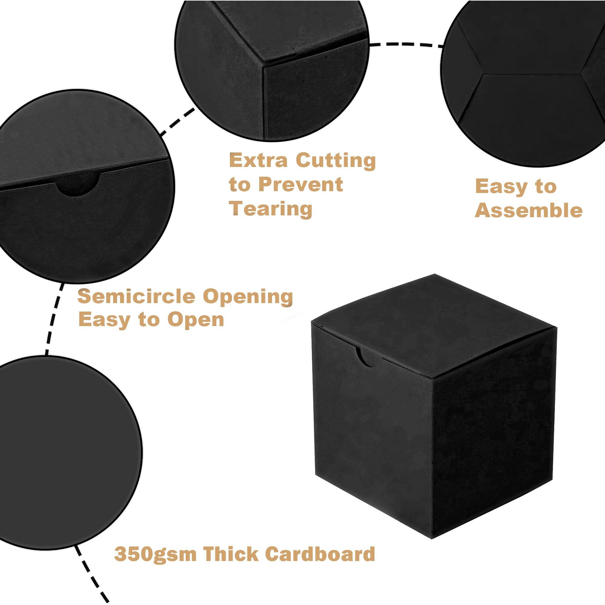 Shipkey 10 Pcs Black Cardboard Gift Boxes With Lids | 6X6X6Inch Square Boxes | Medium Gift Boxes Suitable For Party  Wedding  Christmas  Holidays  Birthdays And All Other Occasions (15X15X15Cm)