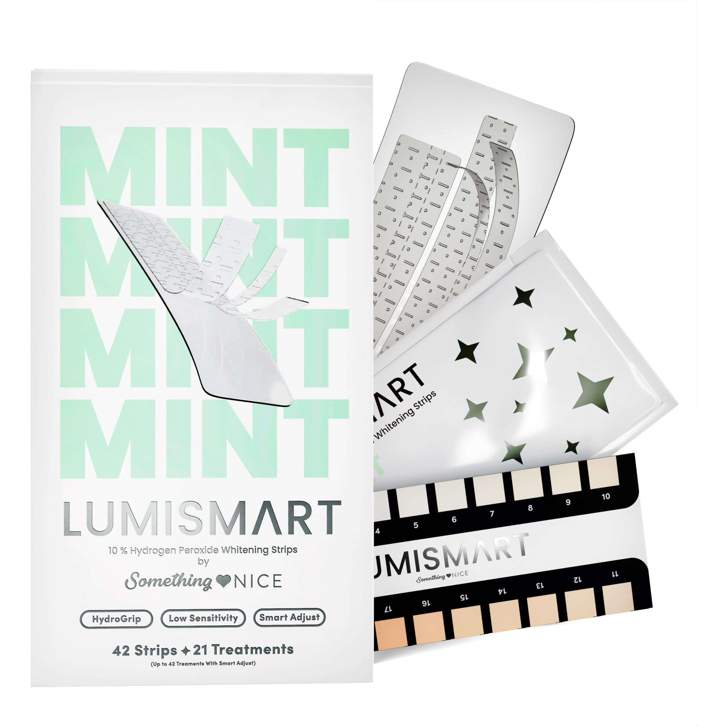 Something Nice Lumismart Whitening Strips - Dentist-Designed  Enamel Safe  Up To 42 Treatments With Smart Adjust - Teeth Whitening Strips In Mint For Sensitive Teeth