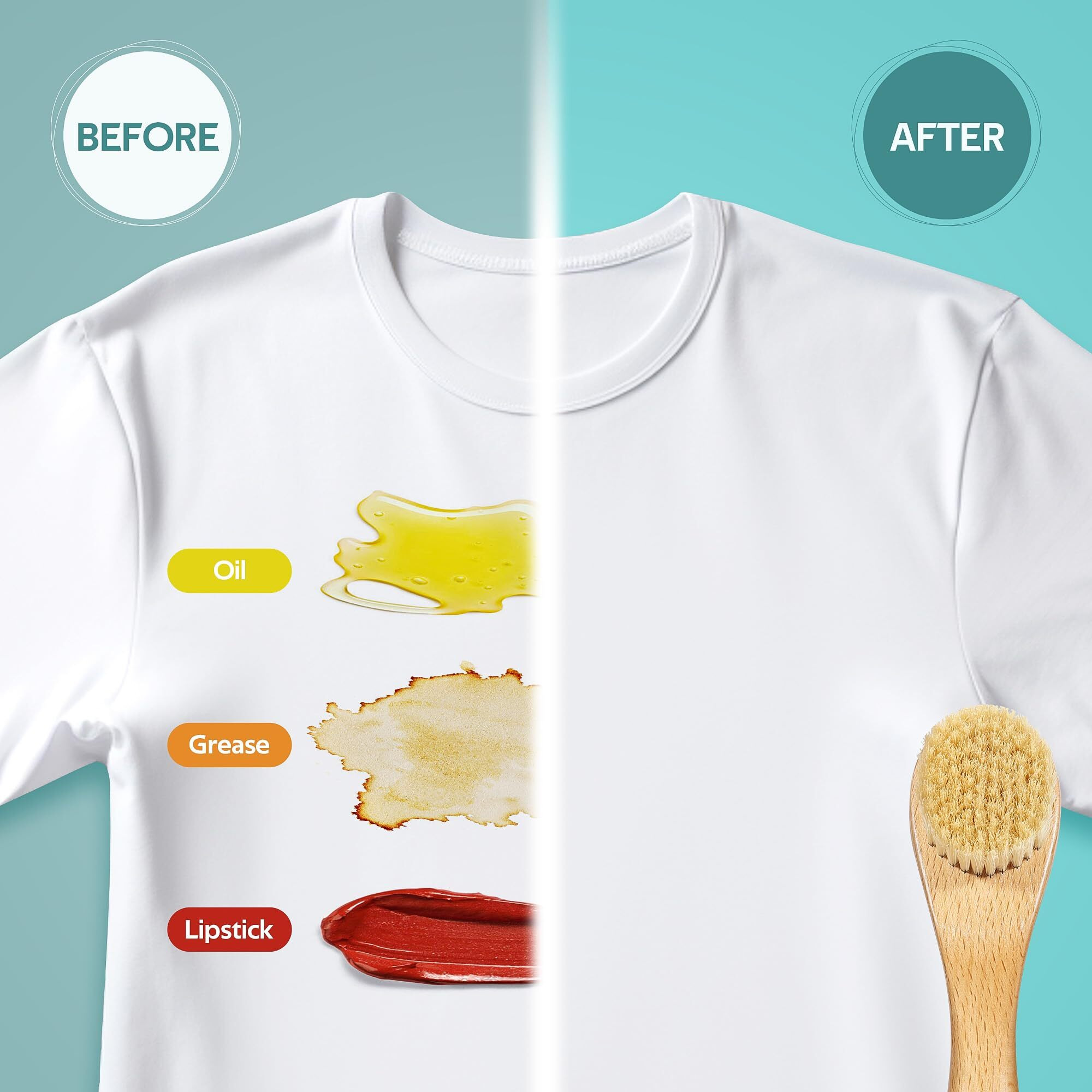 Bfwood Laundry Stain Brush  Natural Soft Boar Bristles  Removes Tough Stains From Delicate Fabrics Like Knits  Cotton  And Linens  Gentle On Fabrics  No Damage