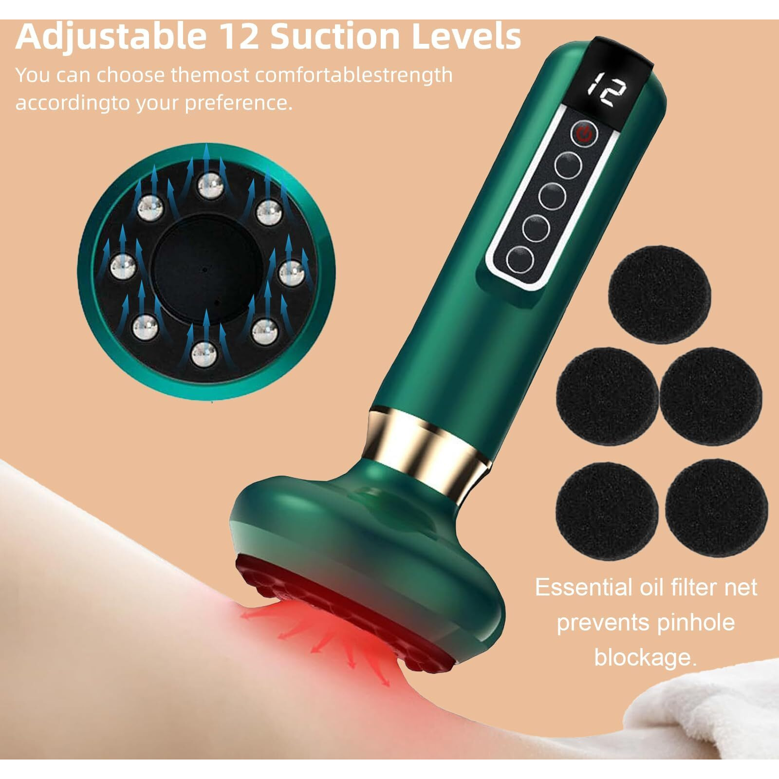 Shuredross Handheld Cellulite Massager-Cupping Kit For Massage Therapy Cupping Machine Cellulite Massager With 12 Suction Modes  Rechargeable & Cordless Varially Anti Cellulites Massager