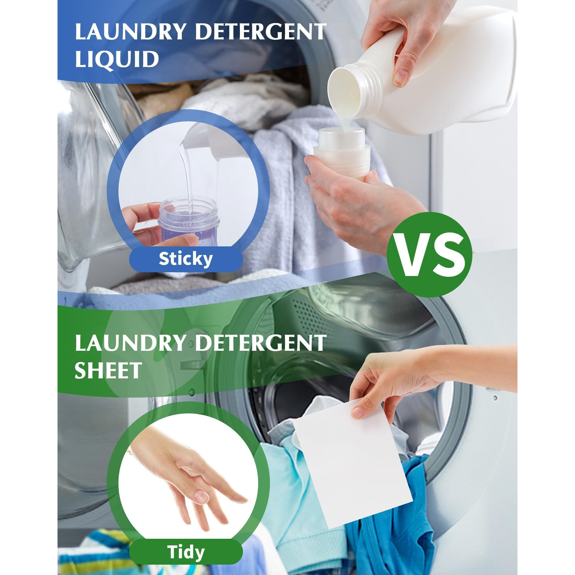 Laundry Detergent Sheets Space-Saving Travel-Deep Cleaning Unscented Eco No Plastic Jug 240 Loads