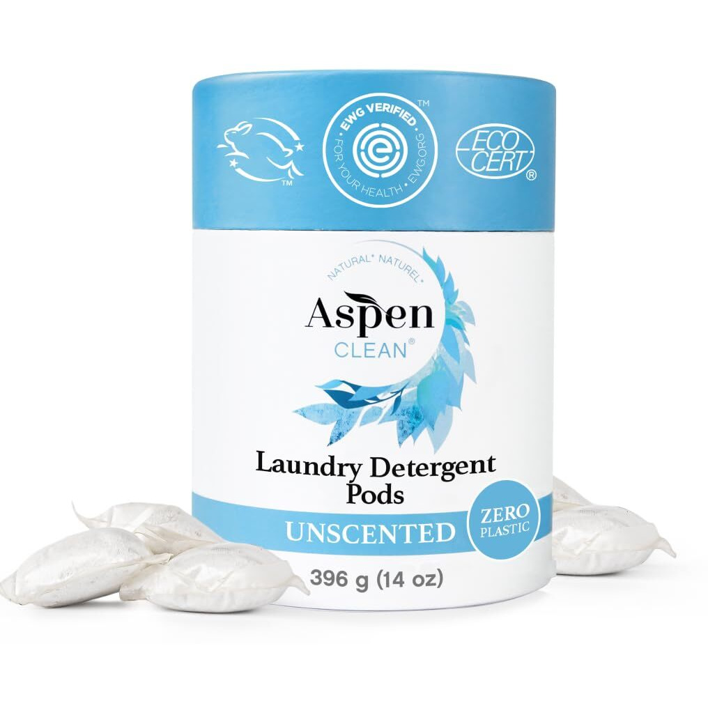 Unscented Laundry Pods By Aspenclean  New And Improved Packaging  Zero Plastic  Ewg Verified  Vegan  Non-Bio  Hypoallergenic Natural Laundry Detergent - 36 Count