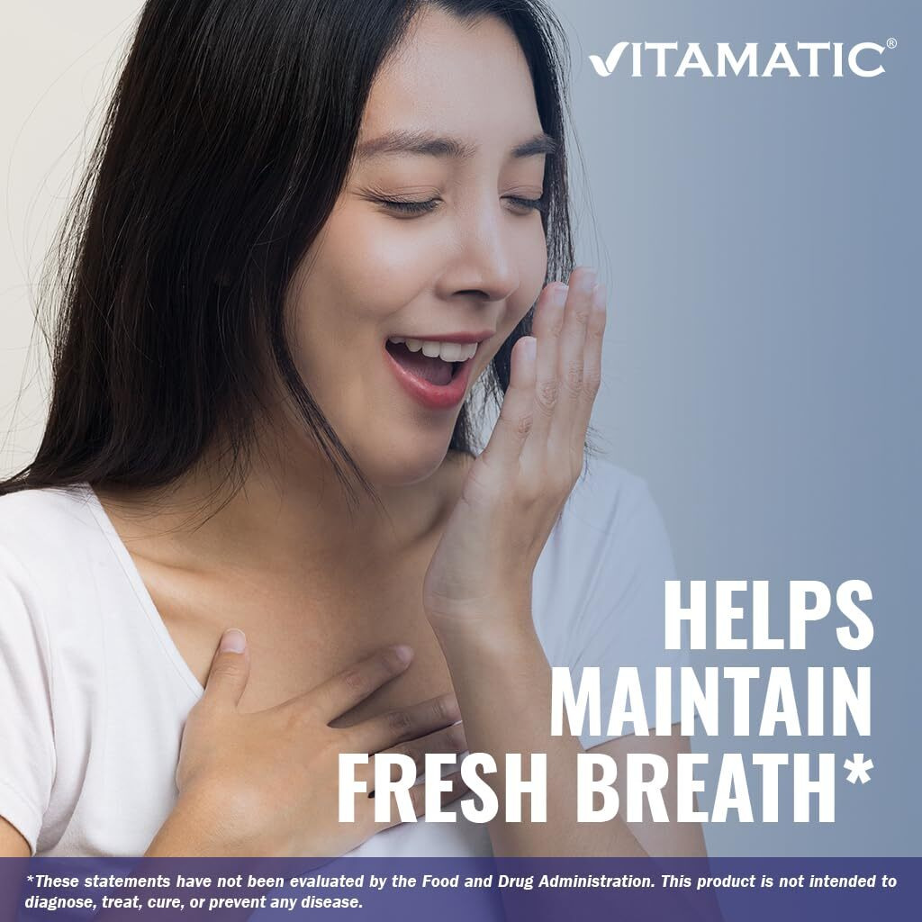 Vitamatic Salivarius Complex 10 Billion Chewable Mint Flavored Tablet - 60 Count - Oral Health Chewable Probiotics + Prebiotics - Supports Healthy Teeth  Gums  & Better Breath