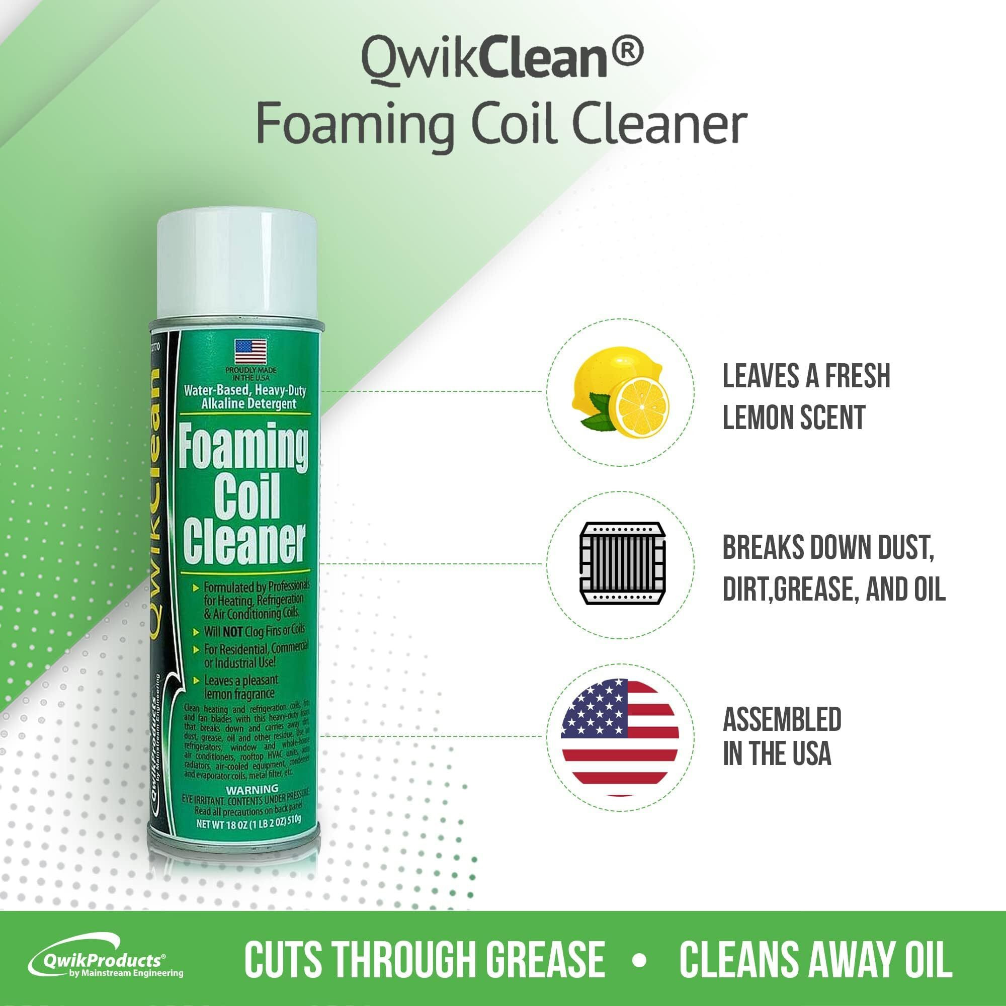 Qwikproducts Foaming Coil Cleaner For Ac Unit  Heating  Refrigerator  Air Conditioner No Rinse Coil Cleaner Spray Breaks Down Dirt  Dust  Grease  And Oil