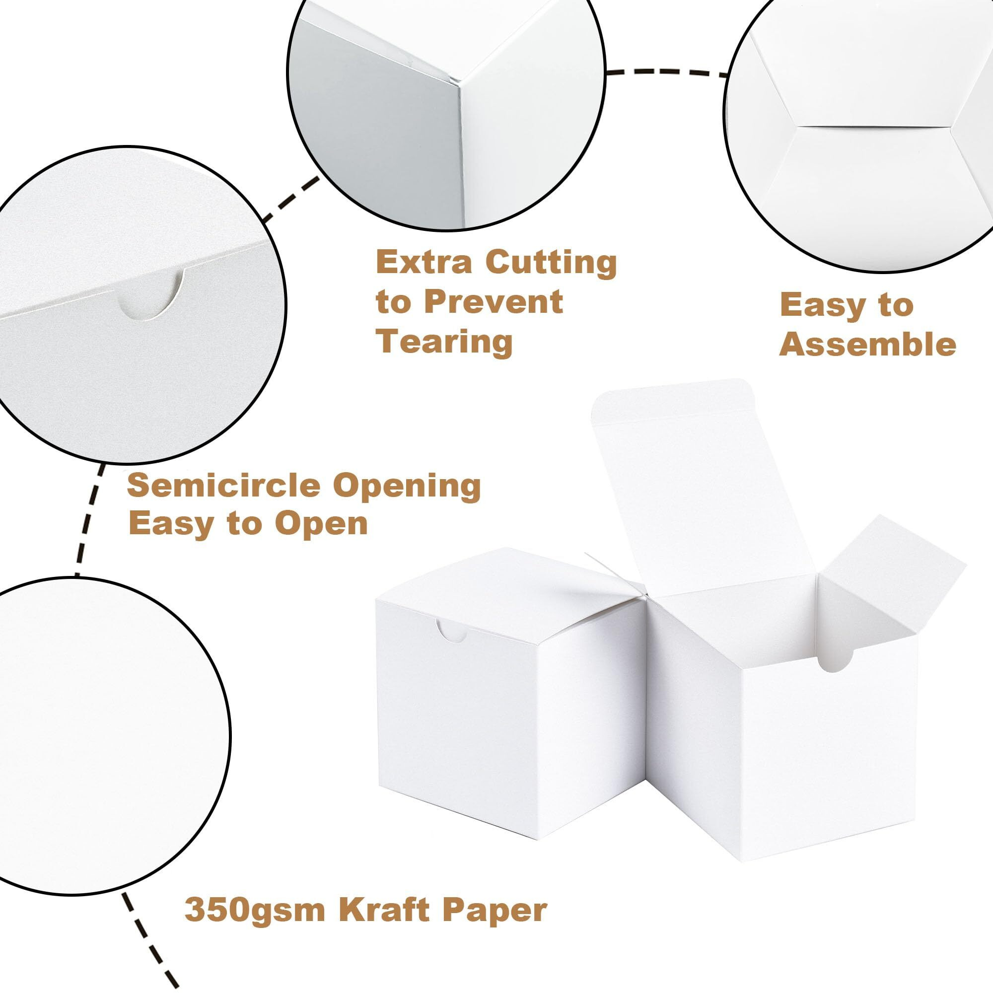 Shipkey 100 Pcs White Cardboard Gift Boxes With Lids | 4X4X4 Inches Square Boxes | Small Boxes Suitable For Party  Wedding  Christmas  Holidays  Birthdays And All Other Occasions (10X10X10Cm)