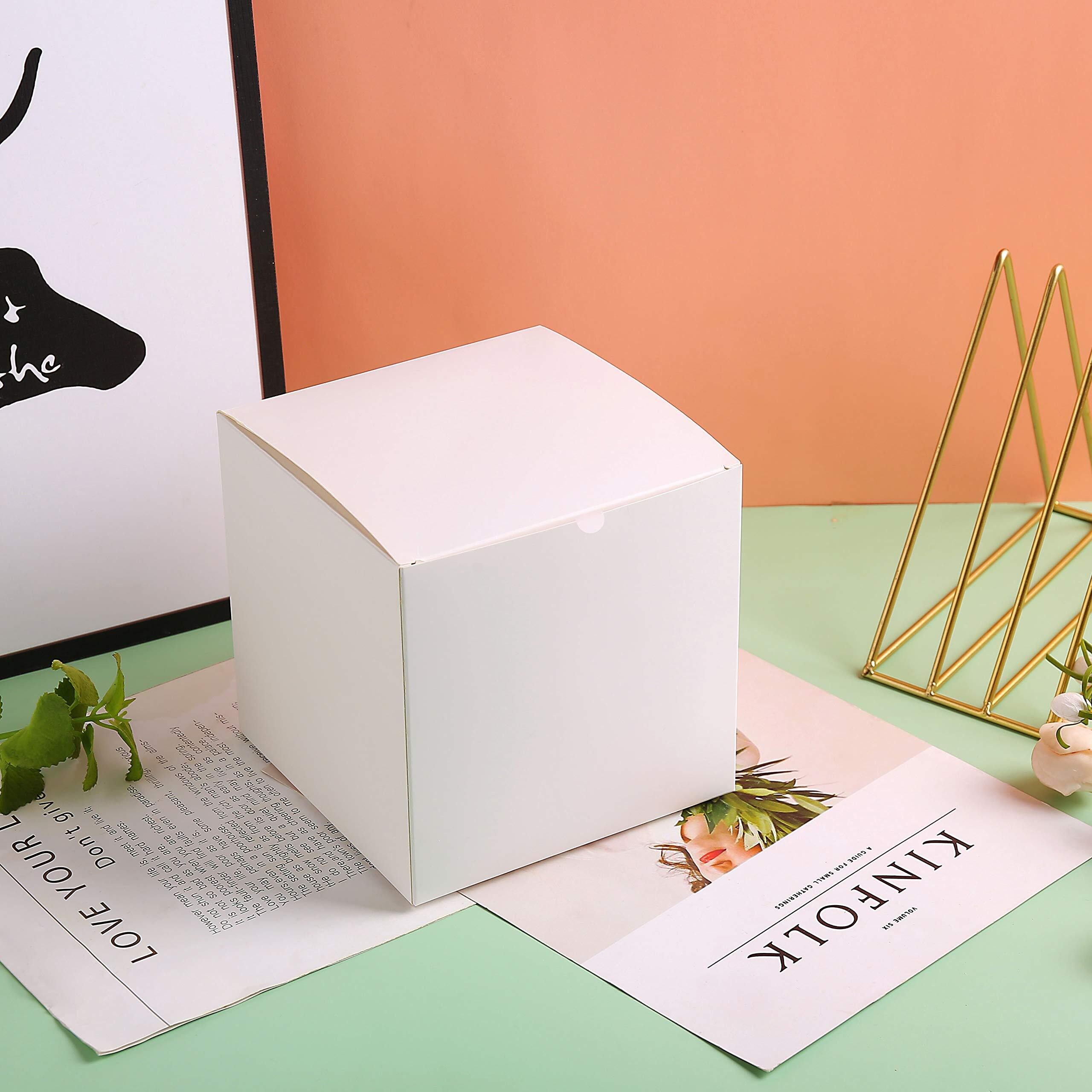 Shipkey 100 Pcs White Cardboard Gift Boxes With Lids | 4X4X4 Inches Square Boxes | Small Boxes Suitable For Party  Wedding  Christmas  Holidays  Birthdays And All Other Occasions (10X10X10Cm)