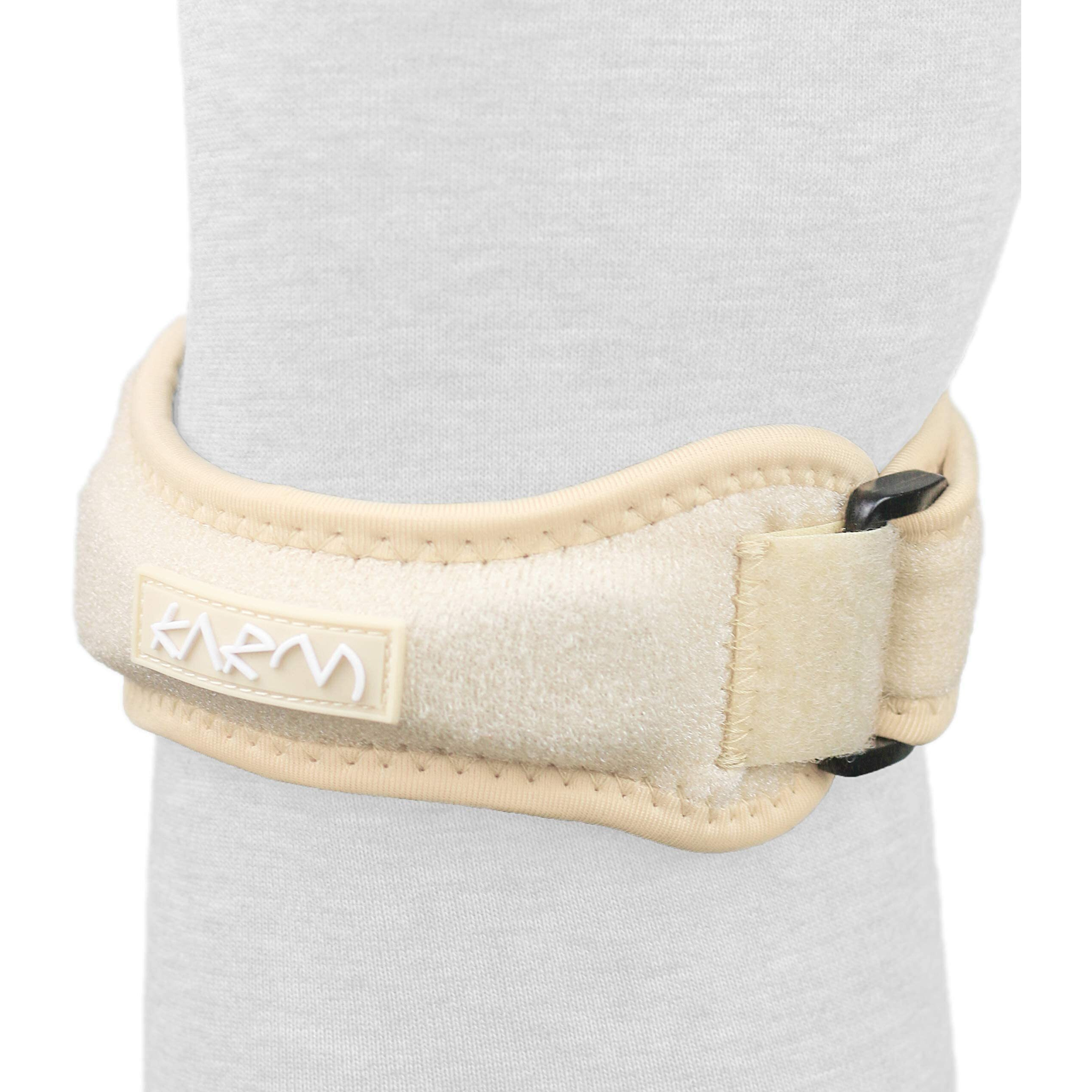 Karm Patella Band - Patellar Tendon Support Strap - Knee Bands For Pain  Basketball  Sports - Jumpers Knee Brace For Women & Men (Xs/S/M/L/Xl  Single Strap  Beige)