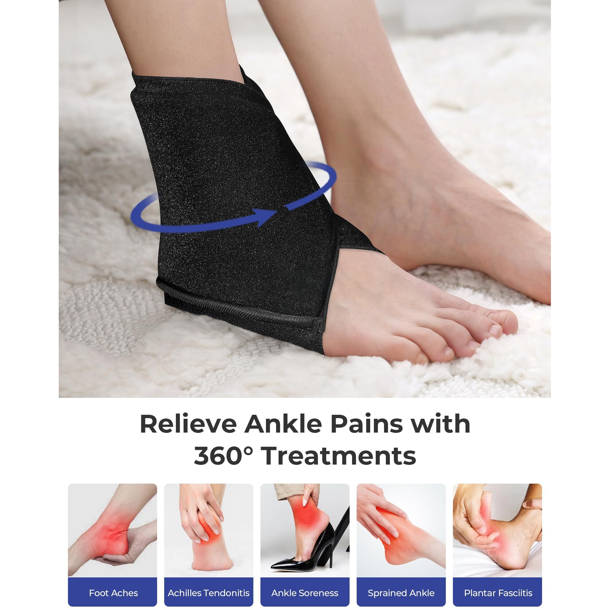 Koonie Ankle Ice Pack Wrap For Swelling  Plantar Fasciitis  Planters Facetious Relief  Reusable Ankle Brace Ice Pack  Cold Therapy Sock Compression For Achilles Tendonitis  Sore Feet  Foot & Heel