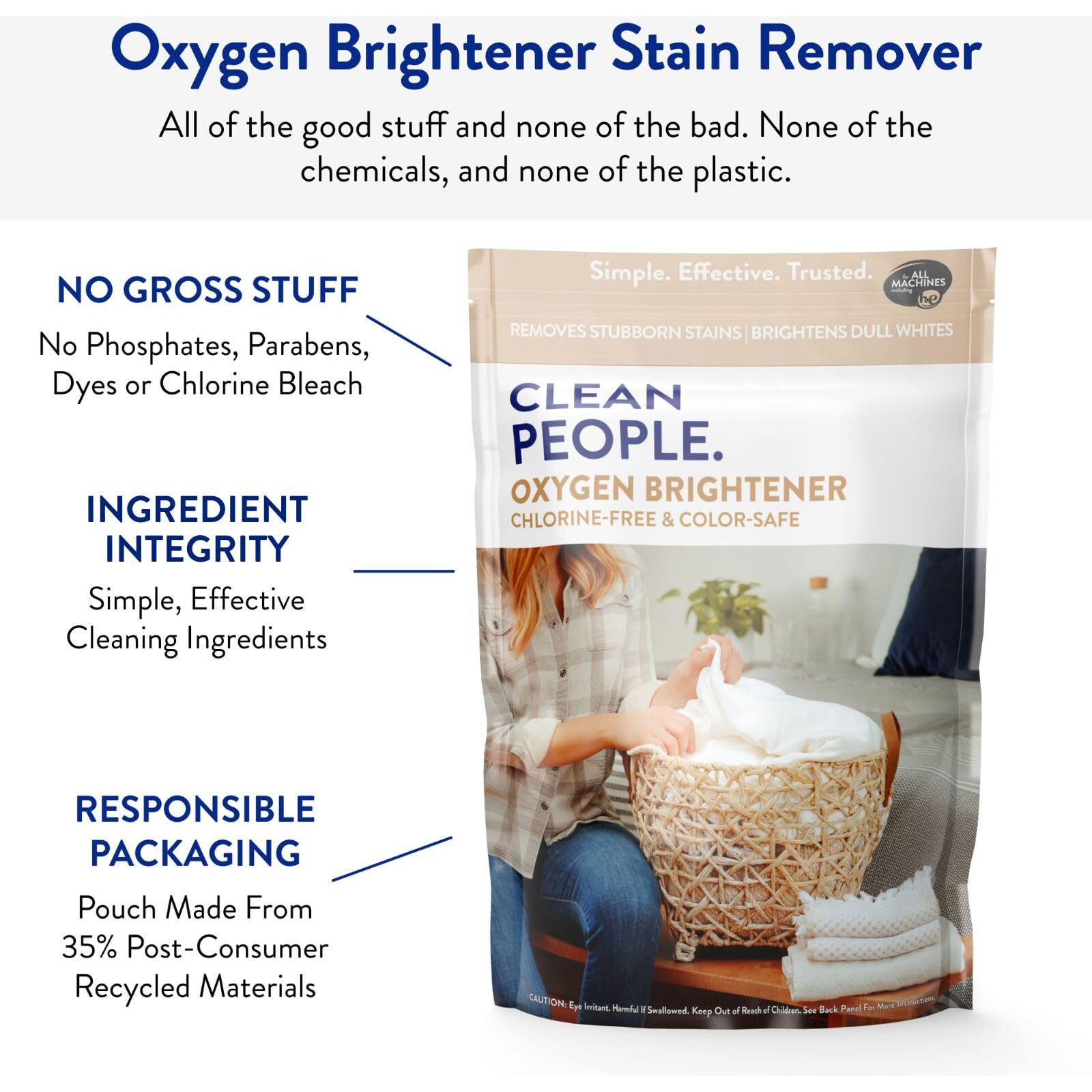 The Clean People Oxygen Brightener Stain Remover | Bleach Alternative  Simple Ingredients  Brightens Dull Whites And Colors | 79 Oz 2 Pack