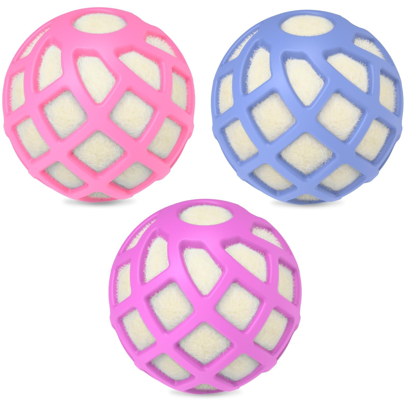 Dryer Balls - Patented Silicone Guard  Natural Wool Core  Super Anti-Tangle & Saves Drying Time  Reduces Static & Noise  Natural Fabric Softener  Xl 3"" (Pink Light Blue Lavender  Pack Of 6)