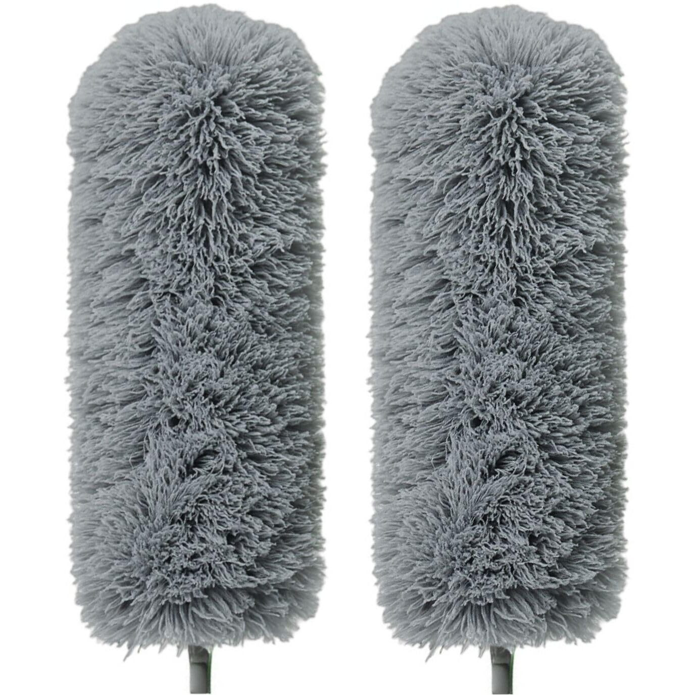 Extendable Feather Duster  Microfiber Duster  Ceiling Fan Duster  Feather Dusters For Cleaning  Dust Cleaner  Cobweb Duster - Electrostatic Bendable Head - Set Of 2 Replacement Heads