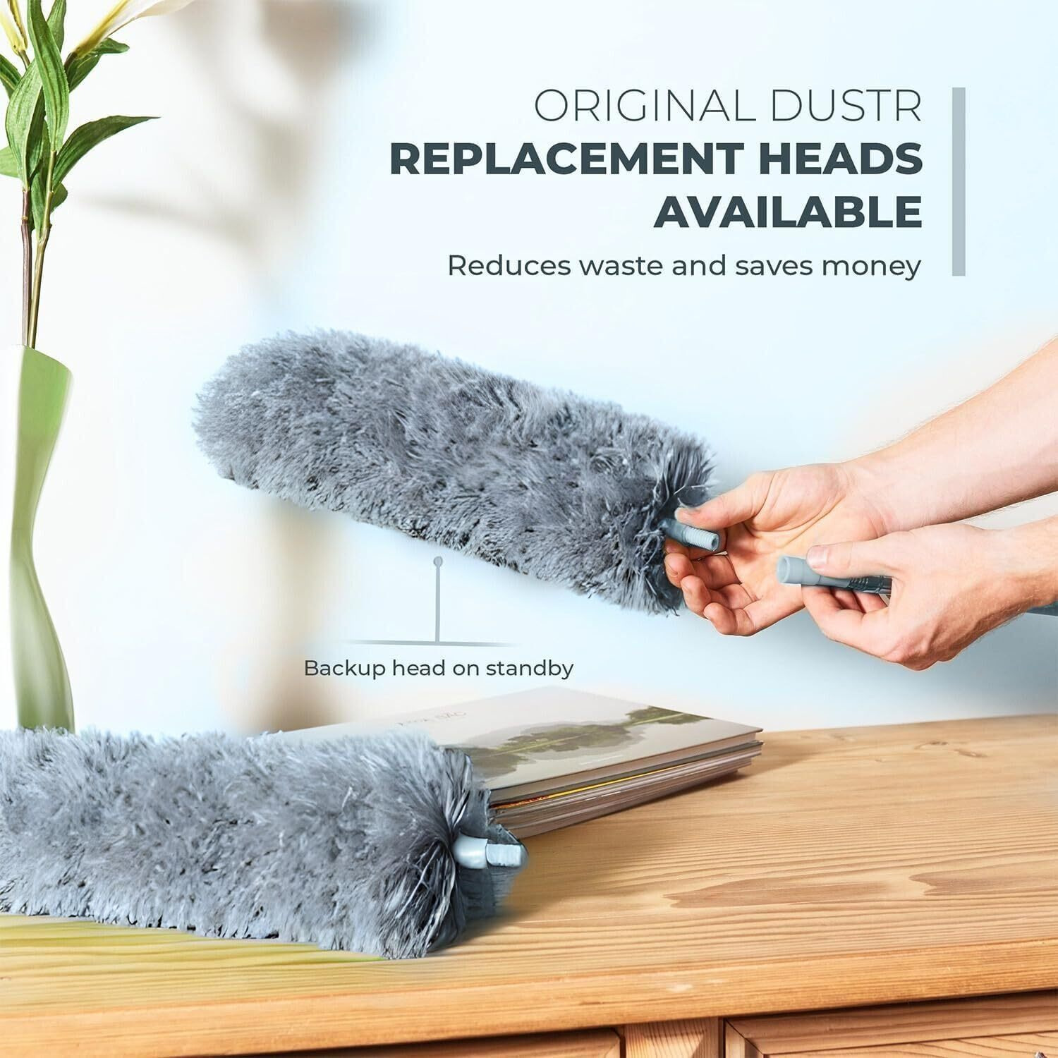 Extendable Feather Duster  Microfiber Duster  Ceiling Fan Duster  Feather Dusters For Cleaning  Dust Cleaner  Cobweb Duster - Electrostatic Bendable Head - Set Of 2 Replacement Heads