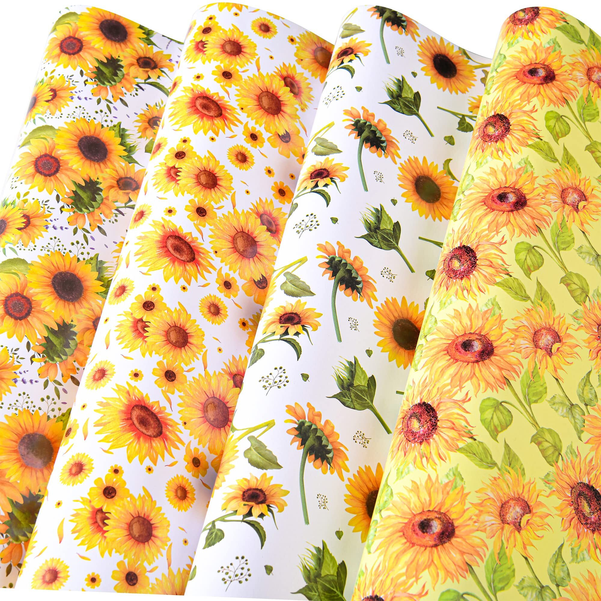 Titiweet Sunflower Wrapping Paper - Floral Wrapping Paper For Women  12 Sheets Gift Wrapping Paper For Wedding Birthday Holiday  20 X 28 Inches Per Sheet(Sunflower(12Sheets))
