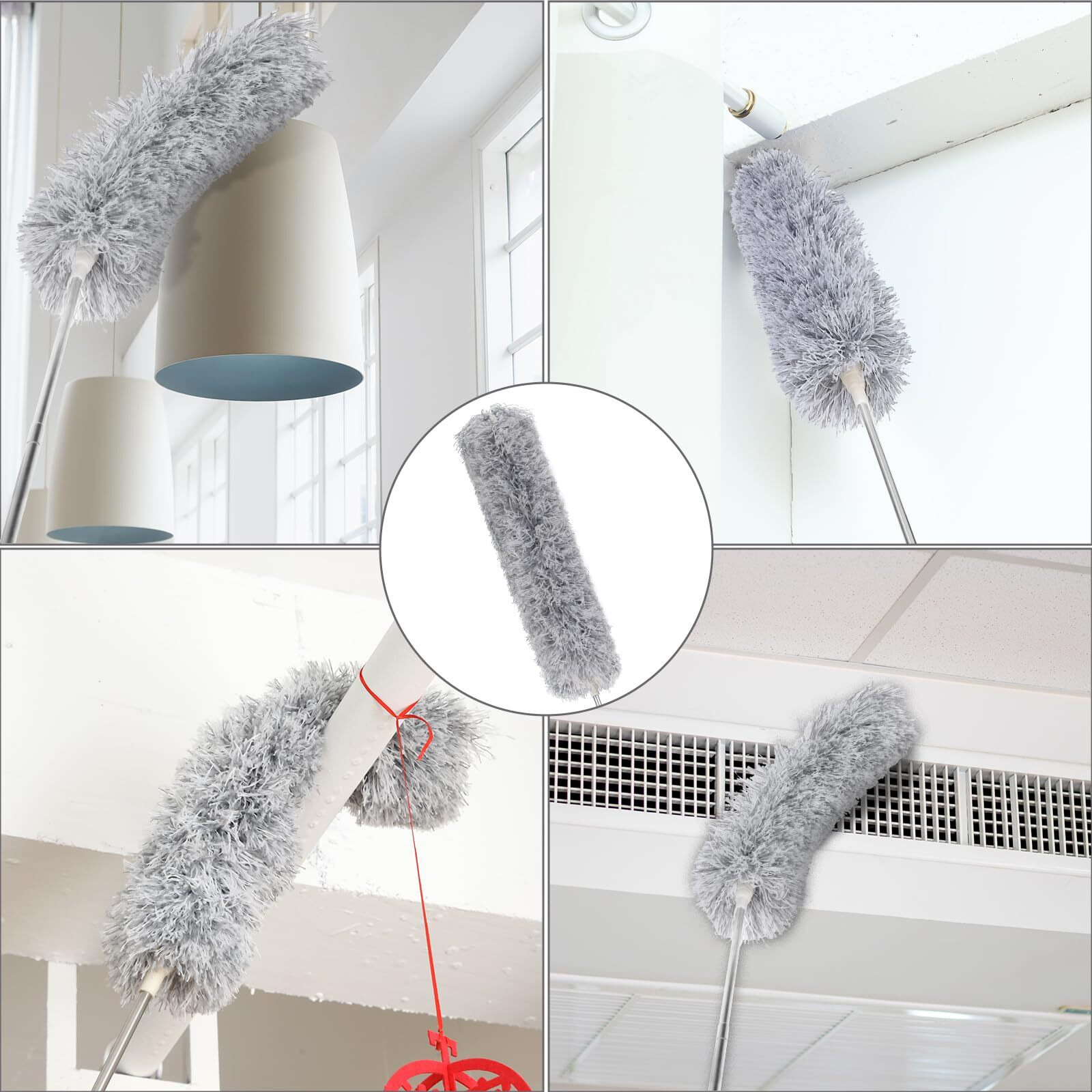 Zz Lazycottage 10 Pcs Microfiber Feather Duster Kit  Dusters For Cleaning With Extension Pole  Retractable Bendable  Gap Dust Brush Blind Duster  For Cleaning Ceiling Fan  High Ceilings  Cars
