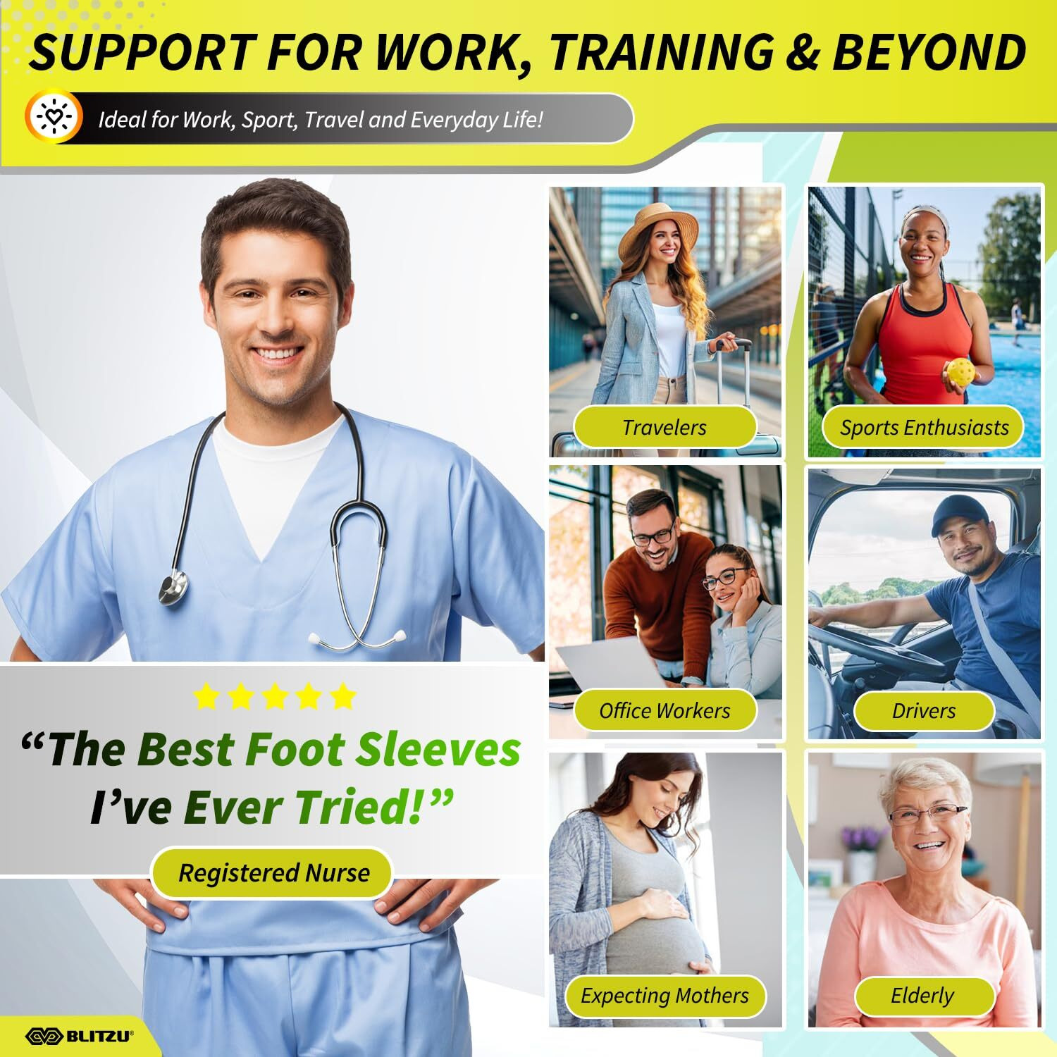 Blitzu Compression Socks For Plantar Fasciitis  Achilles Tendonitis Relief. Ankle Compression Sleeve For Heel Spurs  Foot Swelling  Fatigue & Sprain. Arch Support Brace For Sports  Gym Blue L-Xl