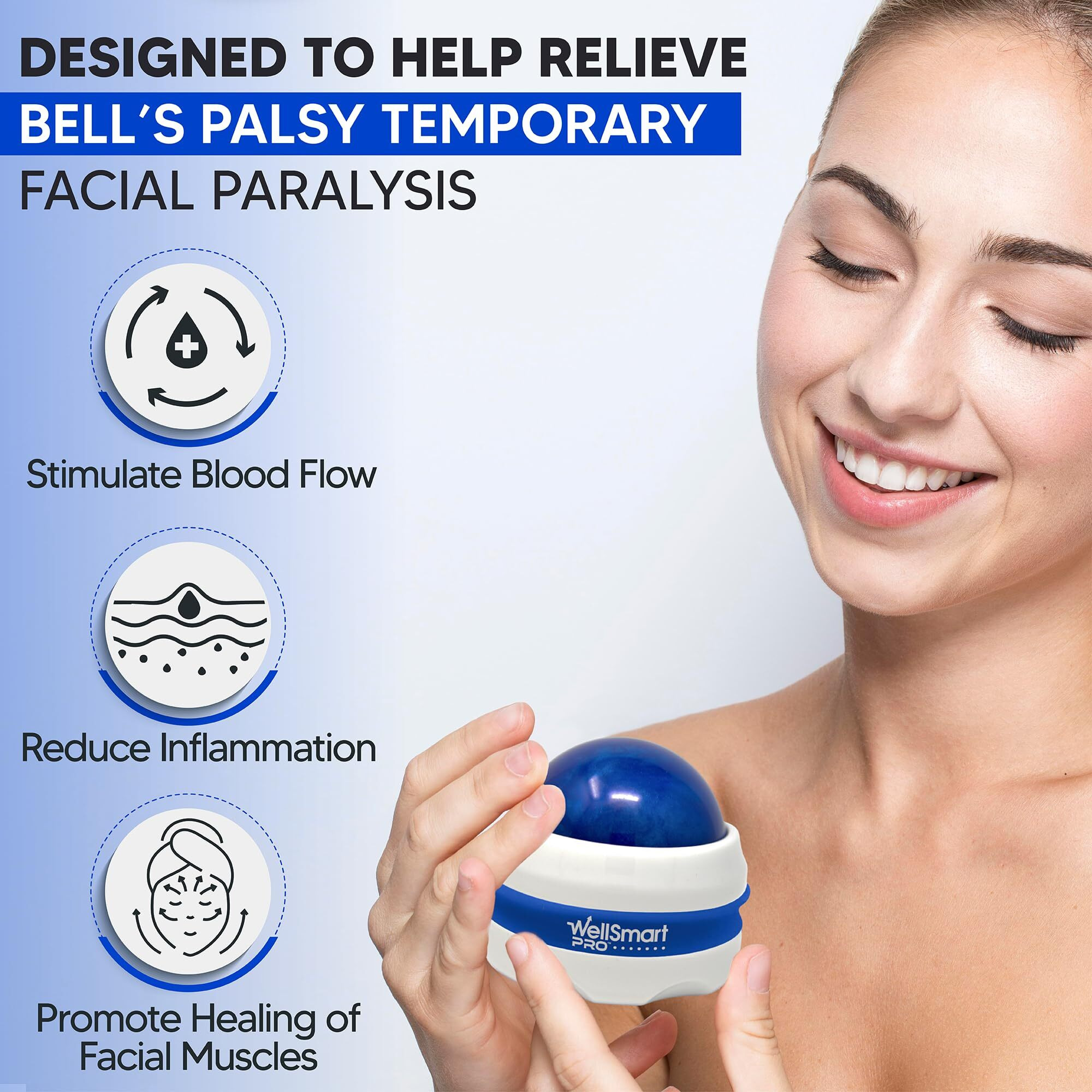 Wellsmart Pro Bells Palsy Manual Facial Massager And Stimulator  Treatment For Paralysis  Nerves  And Muscles  Relieves Stiffness And Inflammation For Face  Eye  Mouth  Jaw 2 Pc. Set