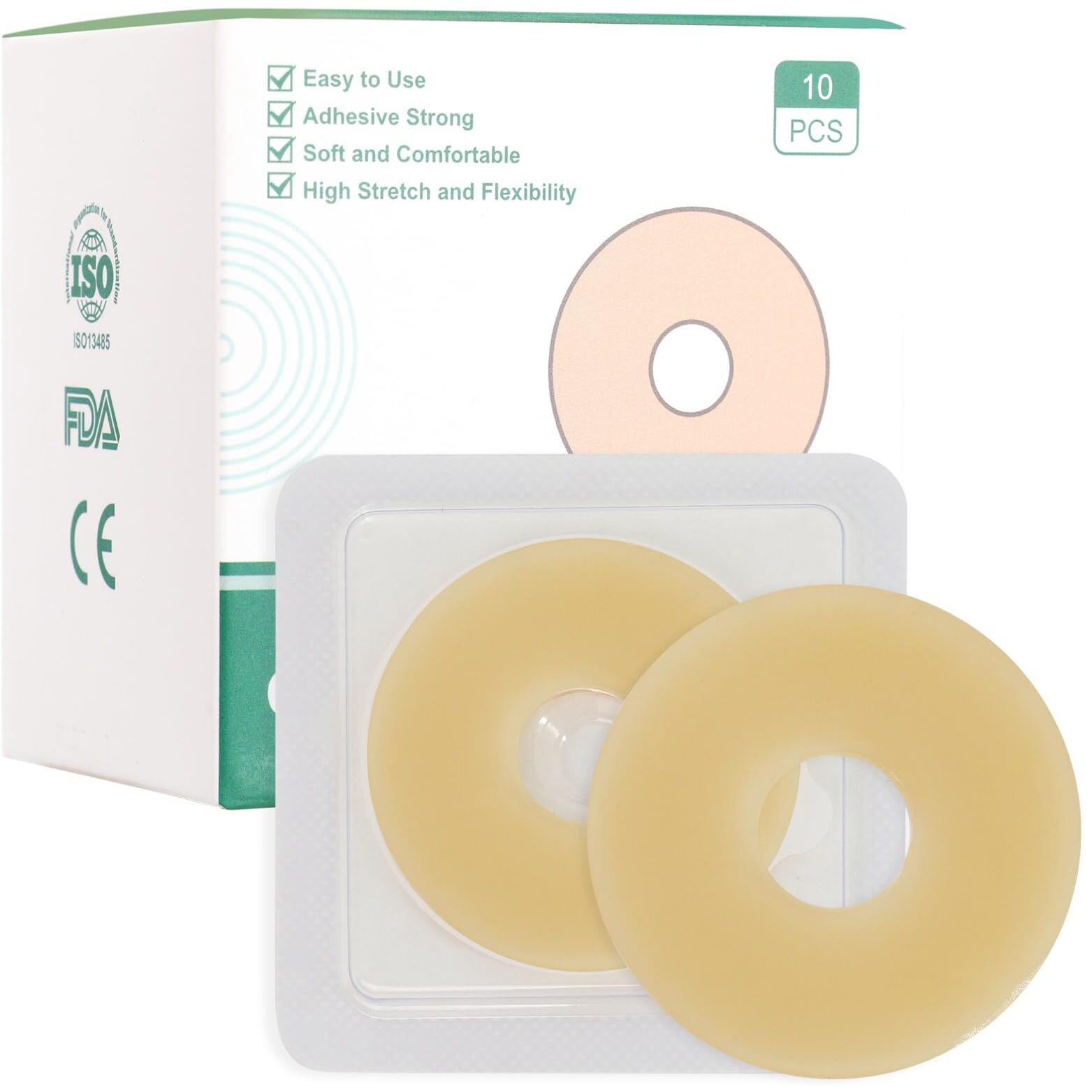 Ostomy Barrier Rings - Outer Diameter 2"" (50Mm) 2Mm Thickness Moldable Ostomy Rings Hydrocolloid Skin Extender Rings For Colostomy Bags 10 Count
