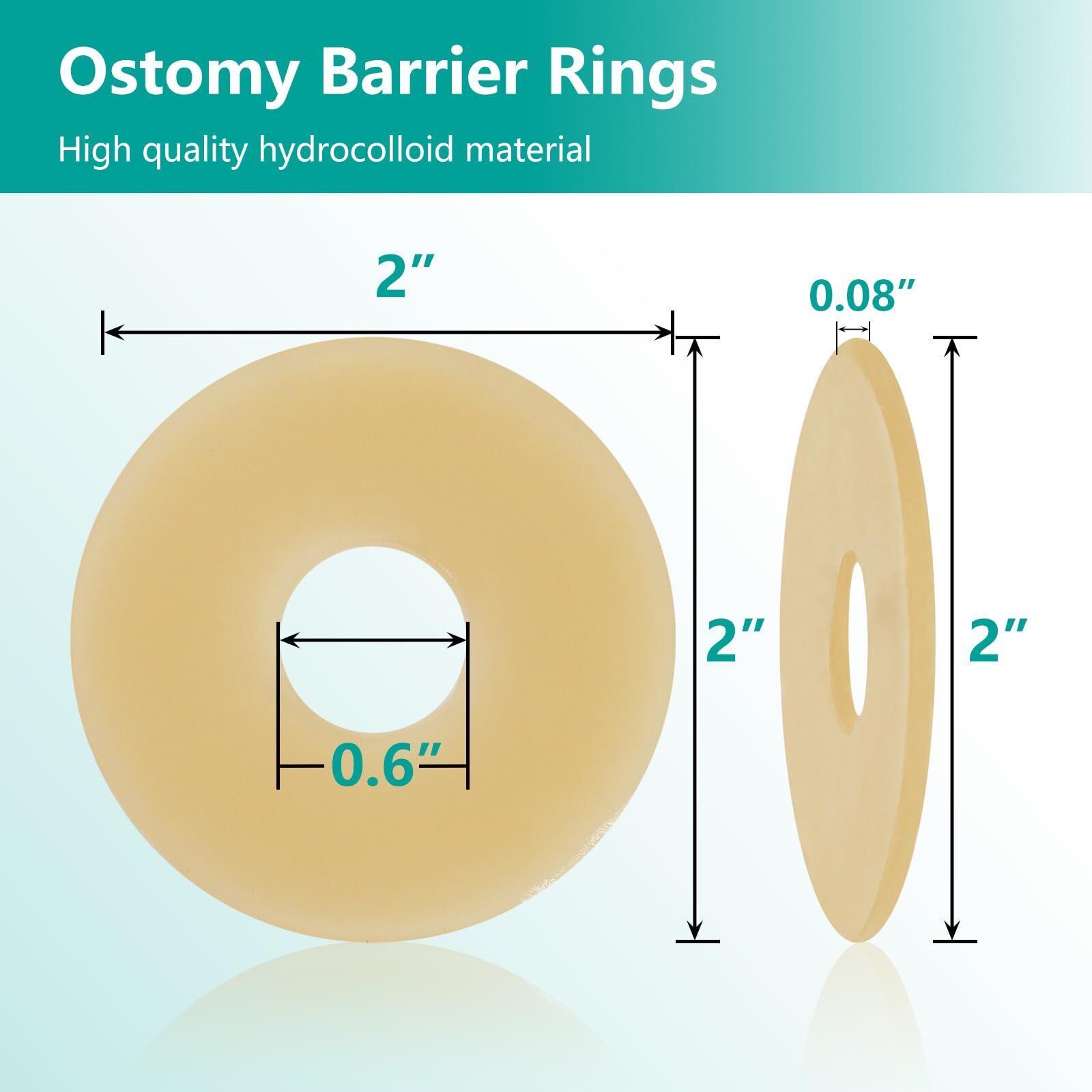 Ostomy Barrier Rings - Outer Diameter 2"" (50Mm) 2Mm Thickness Moldable Ostomy Rings Hydrocolloid Skin Extender Rings For Colostomy Bags 10 Count
