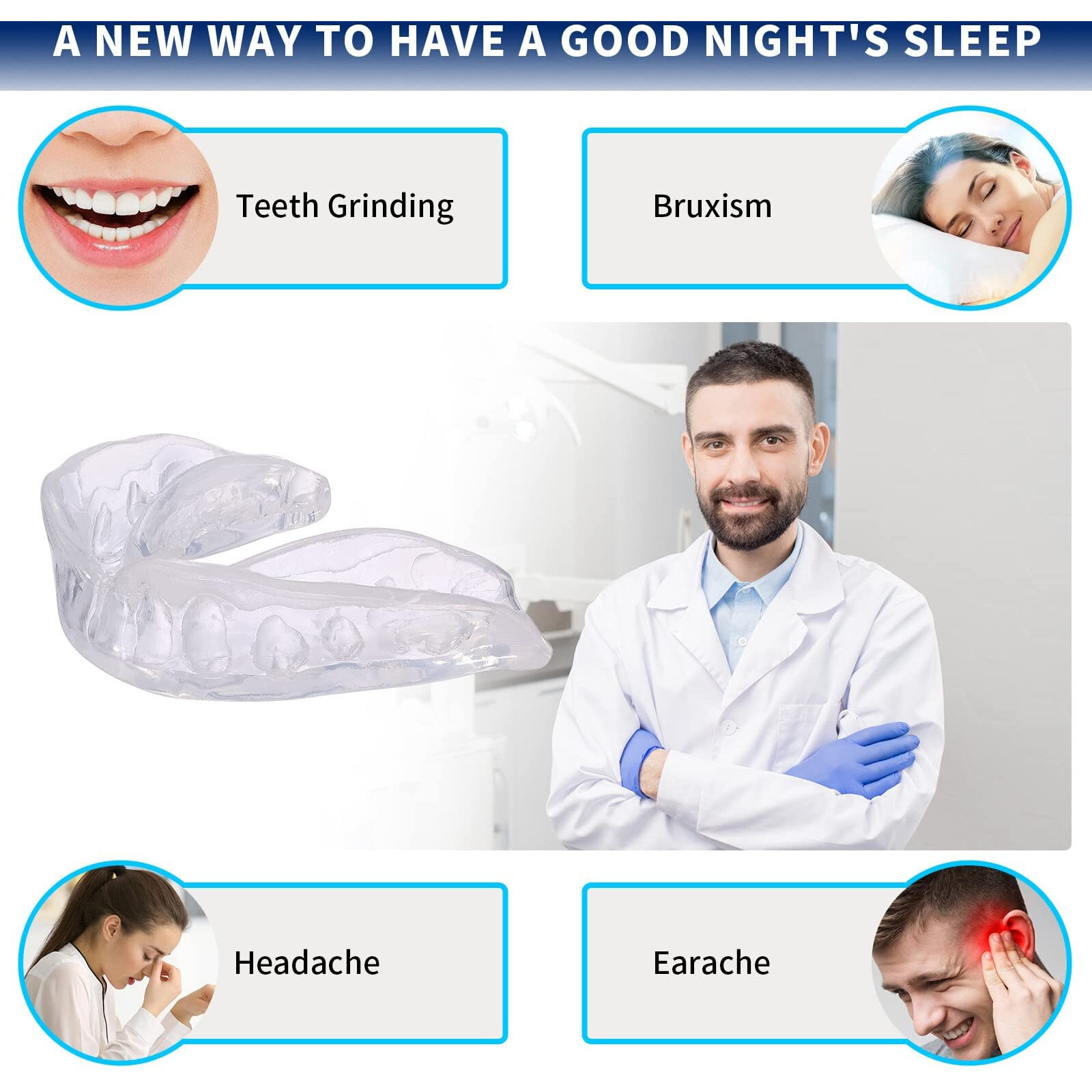 Glorysmile Mouth Guard For Clenching Teeth At Night  Upgraded Night Guards For Teeth Grinding  Pack Of 8 Moldable Mouth Guard Stops Bruxism And Teeth Clenching 2 Sizes With Two Travel Cases