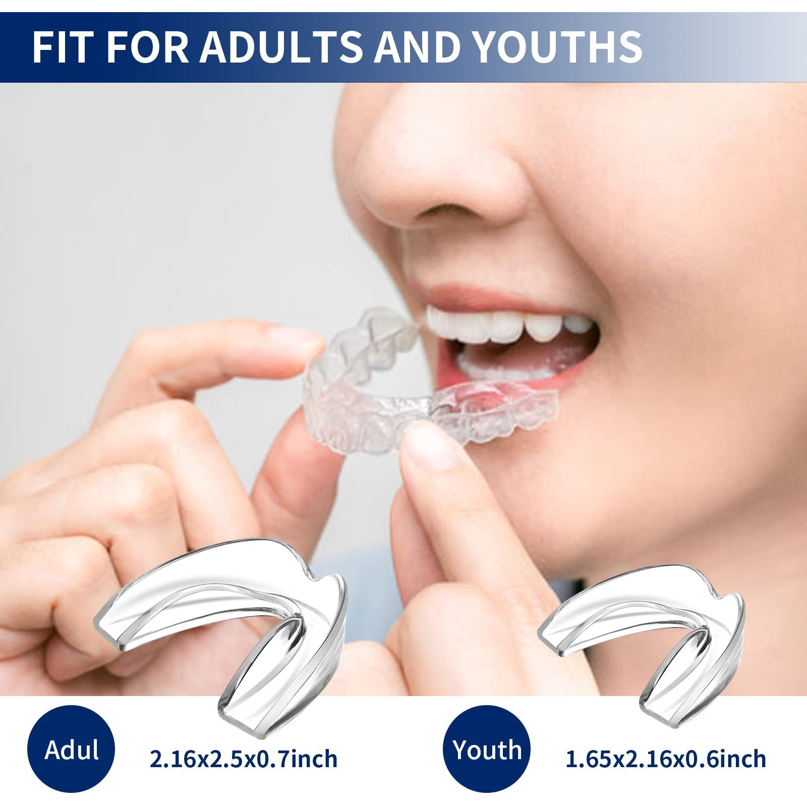 Glorysmile Mouth Guard For Clenching Teeth At Night  Upgraded Night Guards For Teeth Grinding  Pack Of 8 Moldable Mouth Guard Stops Bruxism And Teeth Clenching 2 Sizes With Two Travel Cases