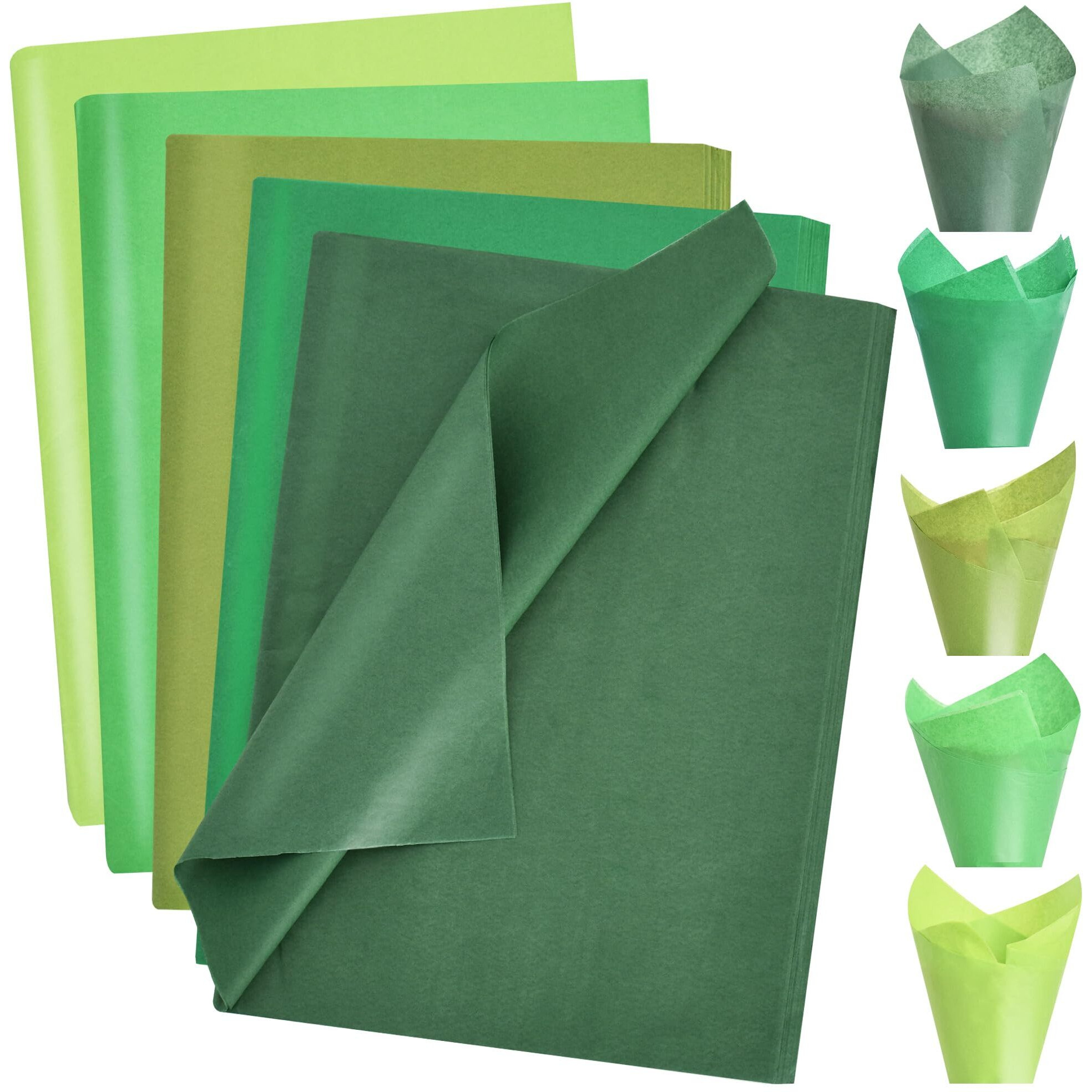 Beishida 100 Sheets Green Series Tissue Paper Bulk  Wrapping Tissue Paper For Gift Bags  14 X 20 Inch Gift Wrap For Birthday Wedding Graduation Diy Crafts Holiday Flowers(Green Series)