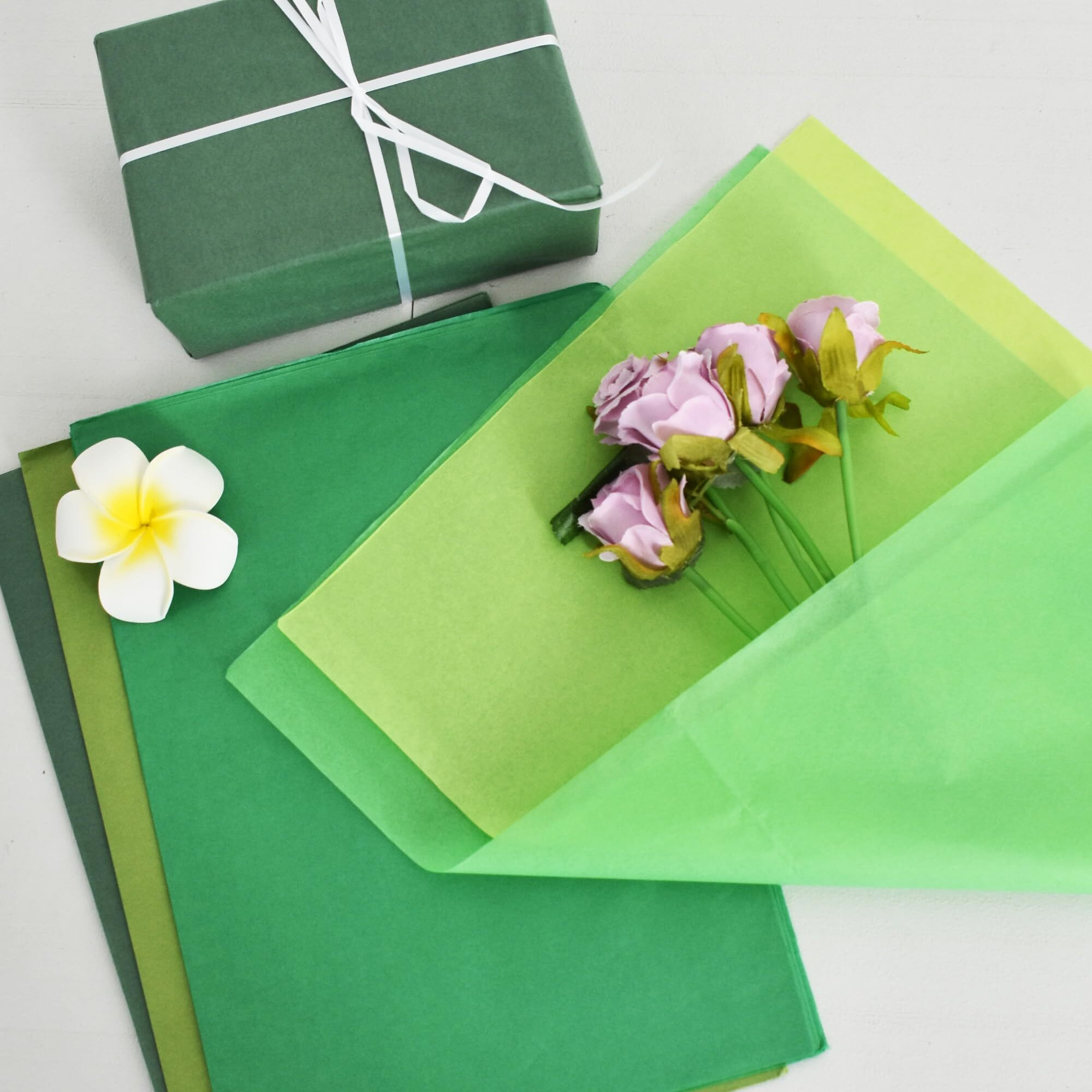 Beishida 100 Sheets Green Series Tissue Paper Bulk  Wrapping Tissue Paper For Gift Bags  14 X 20 Inch Gift Wrap For Birthday Wedding Graduation Diy Crafts Holiday Flowers(Green Series)