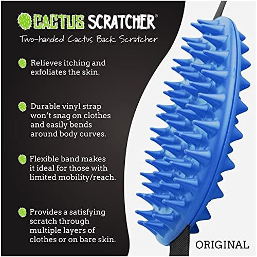 Cactus Scratcher Original Back Scratcher For Itching Relief  2-Sides With Aggressive & Soft Spikes  Long Handheld Scratchers For Men & Women  Designed For Accessing Hard-To-Reach Areas - Blue