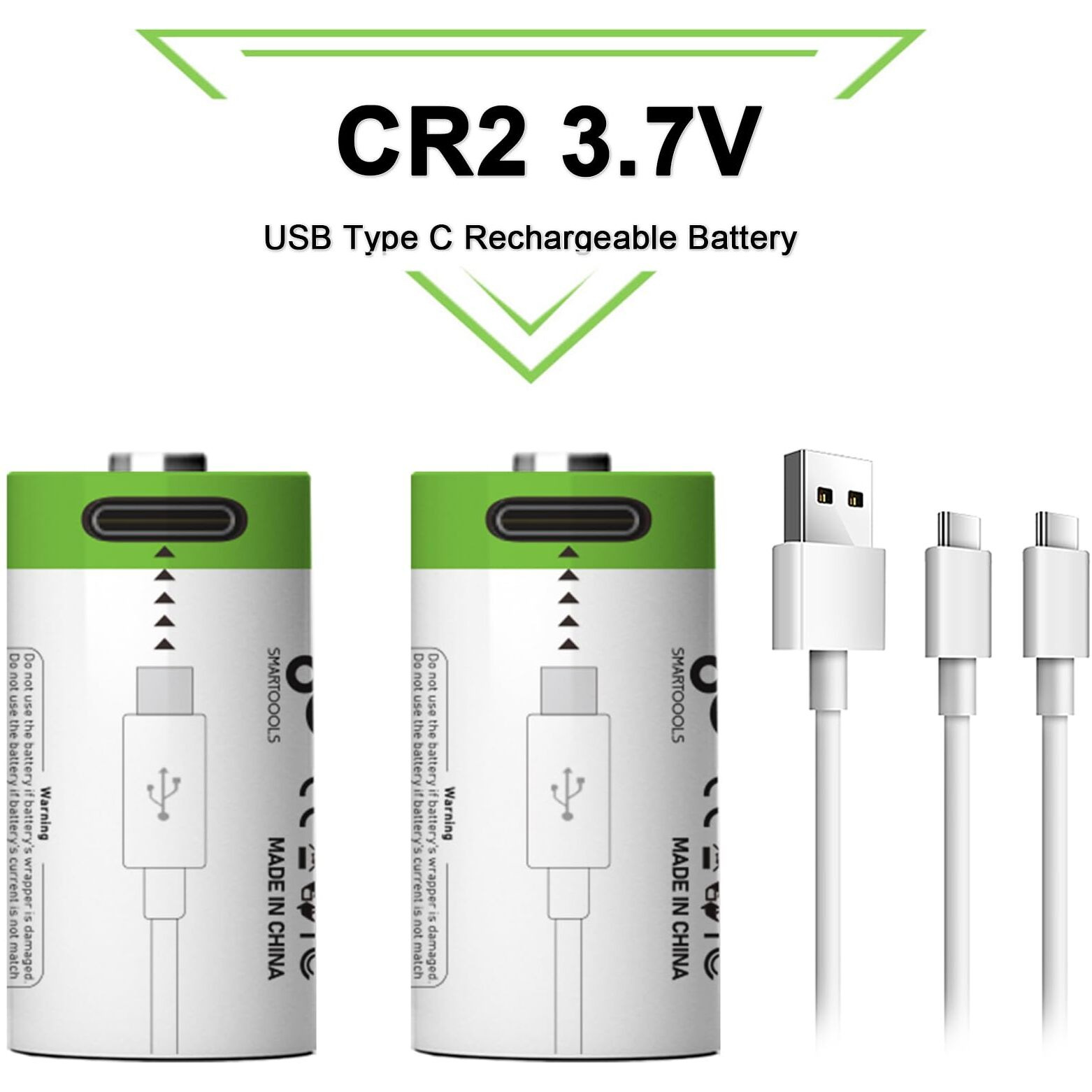 Camelcell 4 Pack Cr2 Battery Rechargeable Cr2 3V-3.7V Lithium Batteries  4 In 1 Usb Type C Rechargeable Lithium Cr2 Cr15H270 15270 Batteries  300Mah 1.5Hours Fast Charge(Not C Battery)