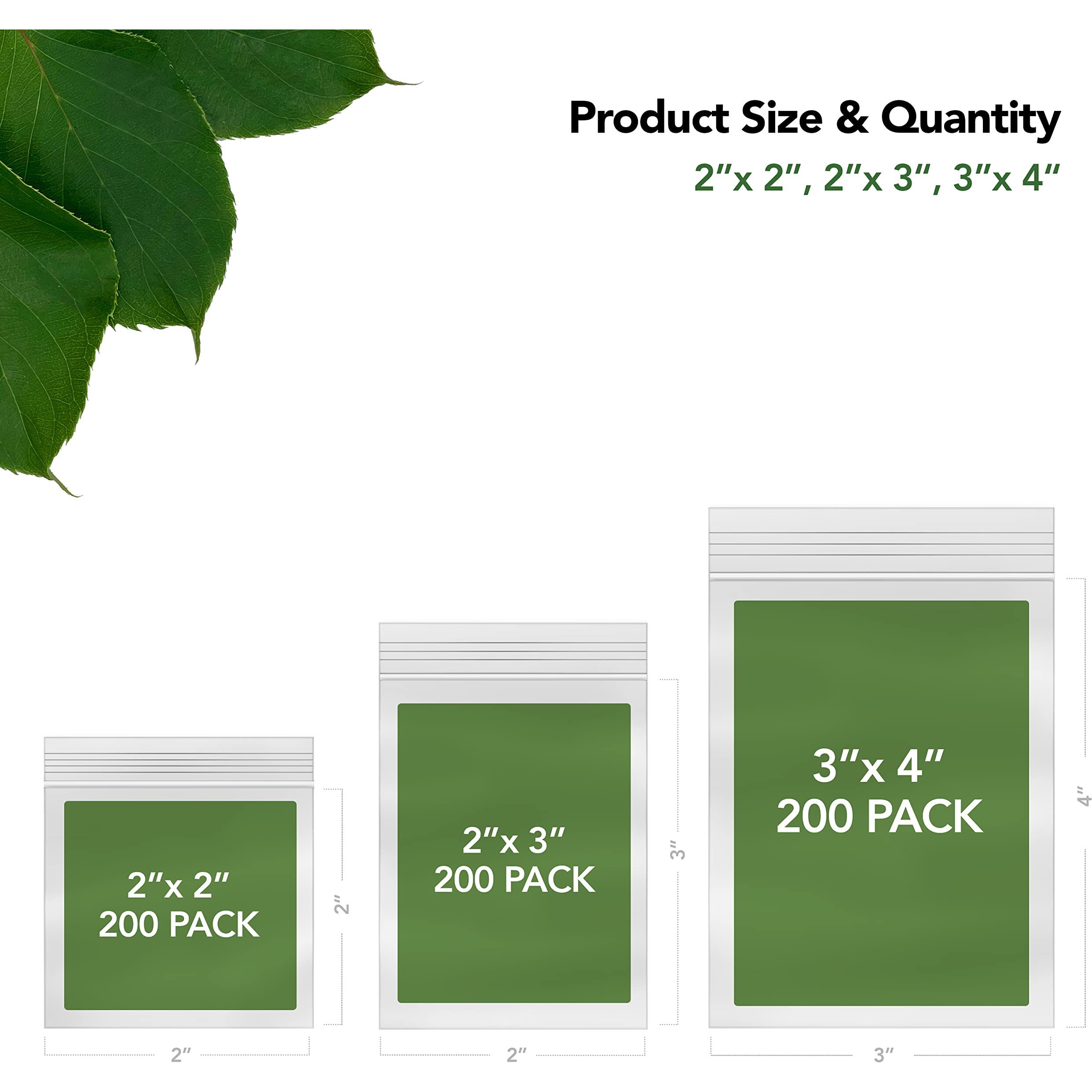 Seal Fresh Bundle Plastic Bags - 3 Sizes (600 Count) - 2"" X 2"" (200)  2"" X 3"" (200)  3"" X 4"" (200) - 2X2 Baggies  2X3 Baggies  3X4 Bags