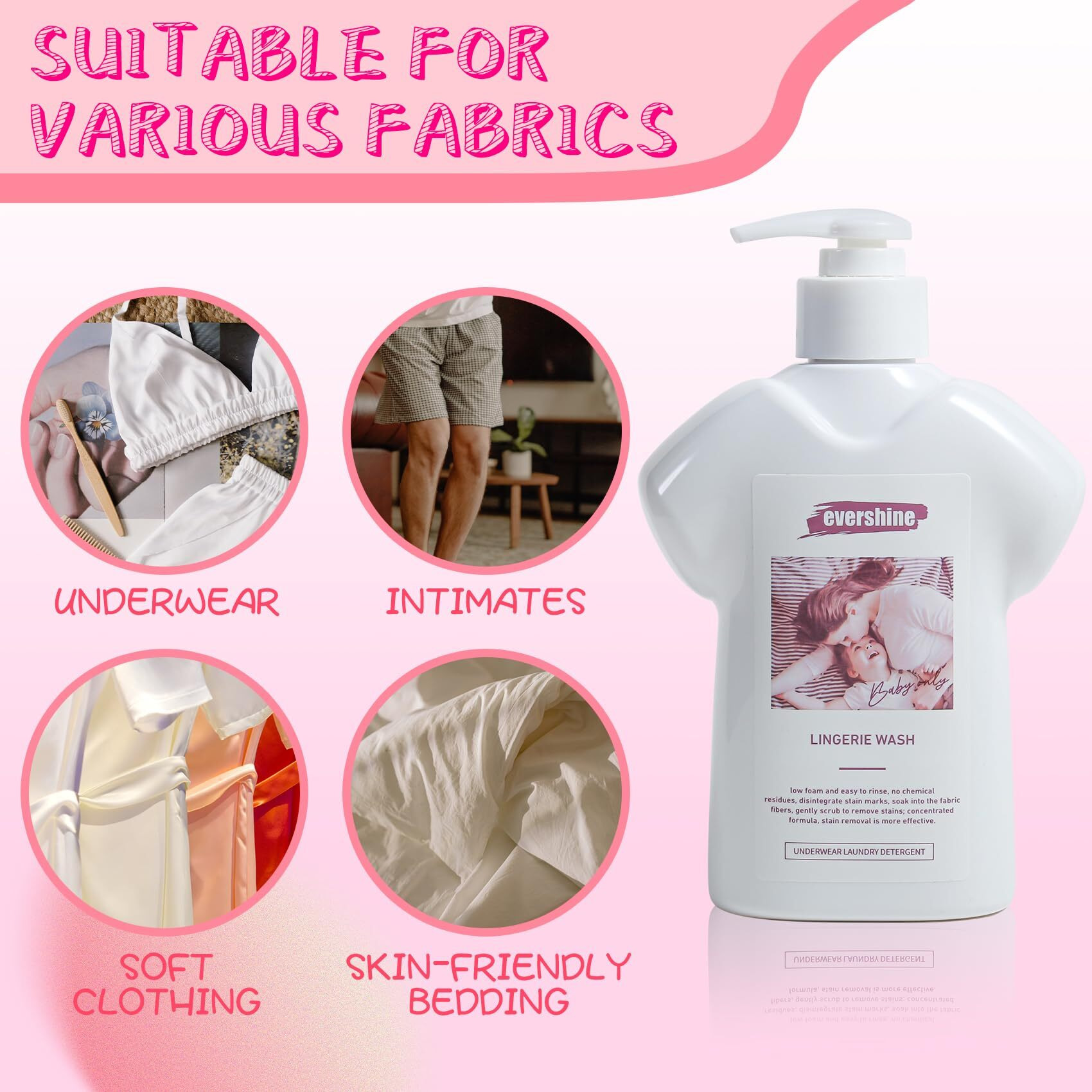 Lingerie Detergent - Double Concentrated  Lady Scented  Delicate Underwear Cleaning Liquid - 10.14 Fl Oz (1  Vanilla)