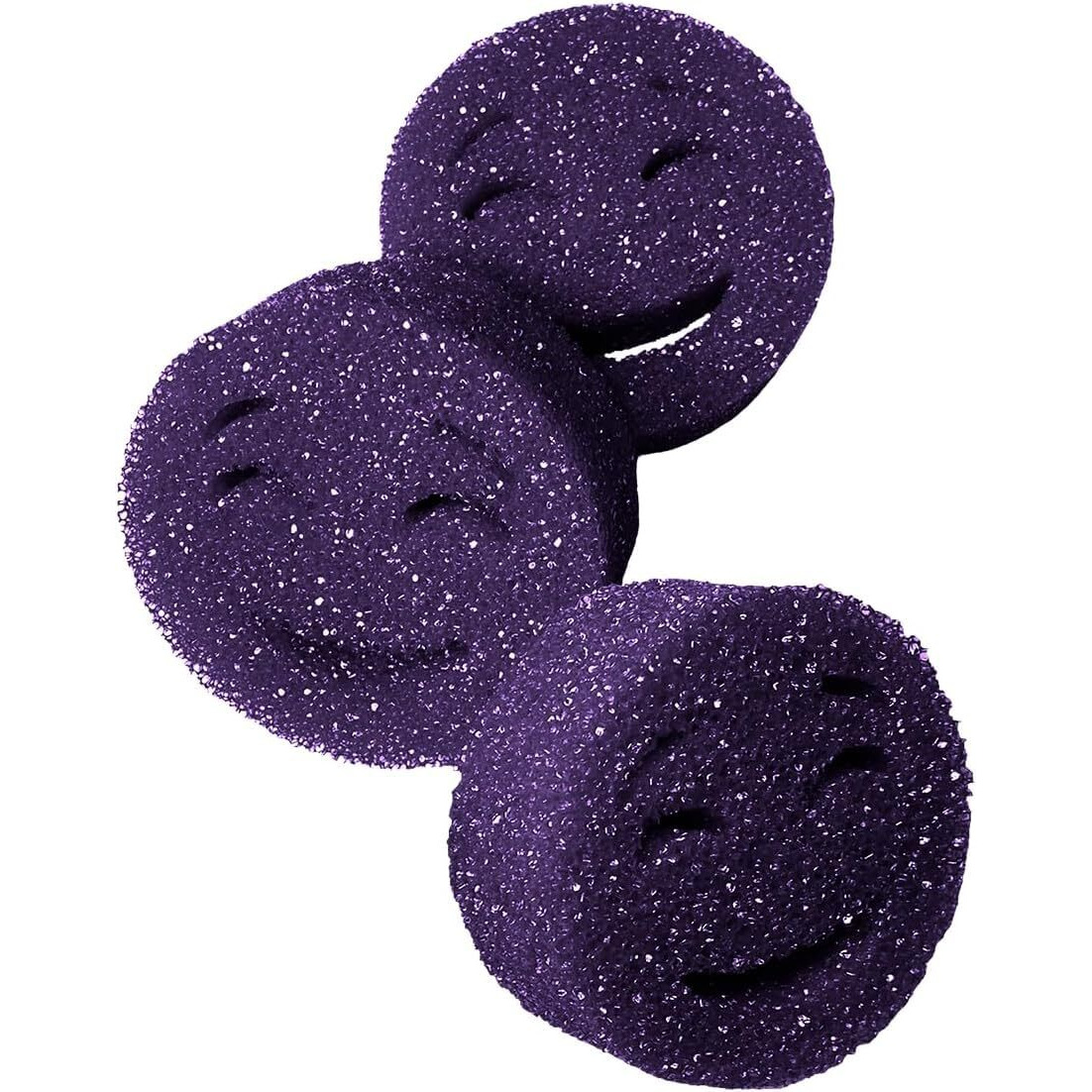 The Original Scrub Moji Scrubbing Sponge By Smilyeez (Set Of 3) - Purple - Temperature-Responsive Polymer Foam  Stain And Odor Resistant  Ideal For Kitchen And Bathroom Cleaning