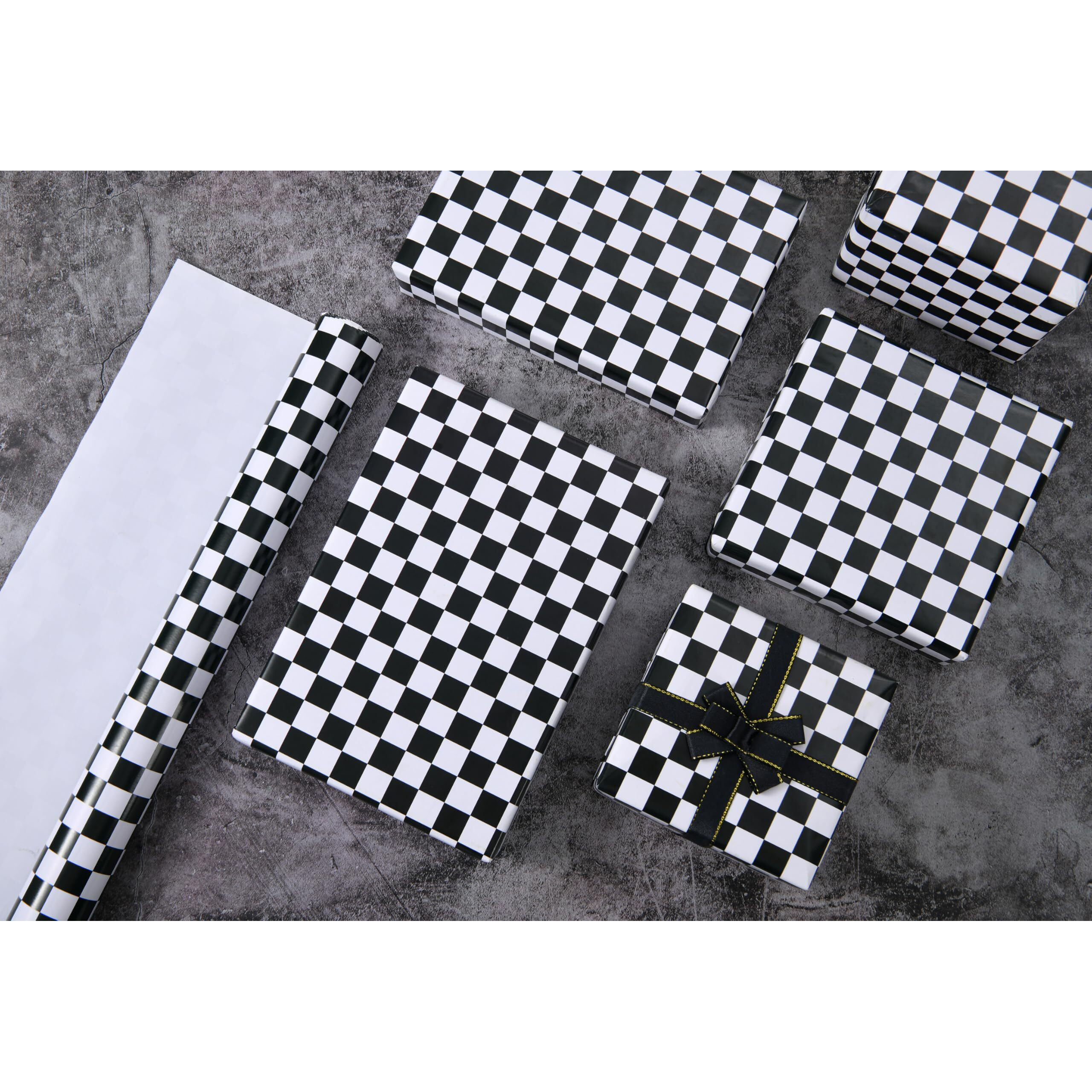 Titiweet Checkered Flag Wrapping Paper Roll- Mini Roll 17 Inches X 33 Feet - Race Car Wrapping Paper For Boys Girls  Cars Wrapping Paper For Birthday Christmas Holiday(Checkered Flag)