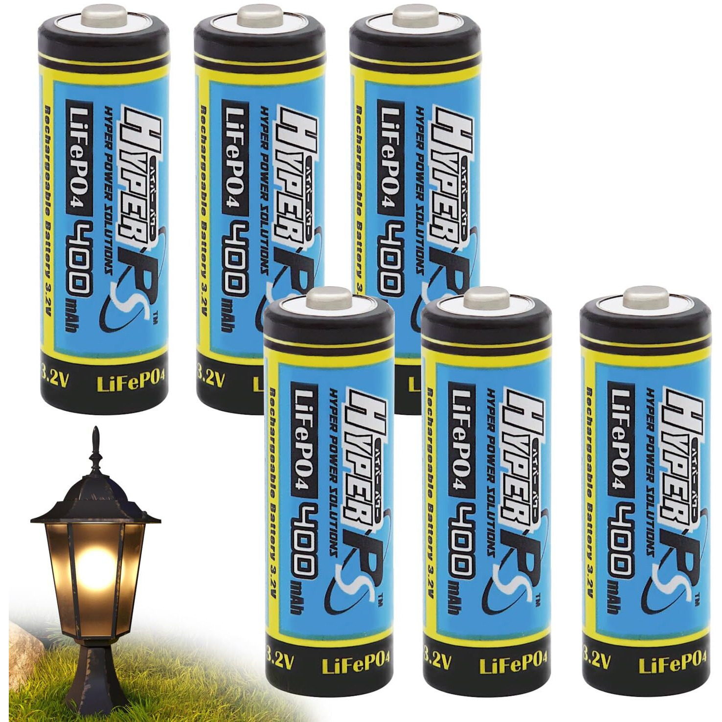 Hyperps (6-Pack) 3.2V Lifepo4 14430 (14 X 43Mm) 400Mah Rechargeable Battery For Solar Panel Light  Tooth Brush  Shaver  Flashlight