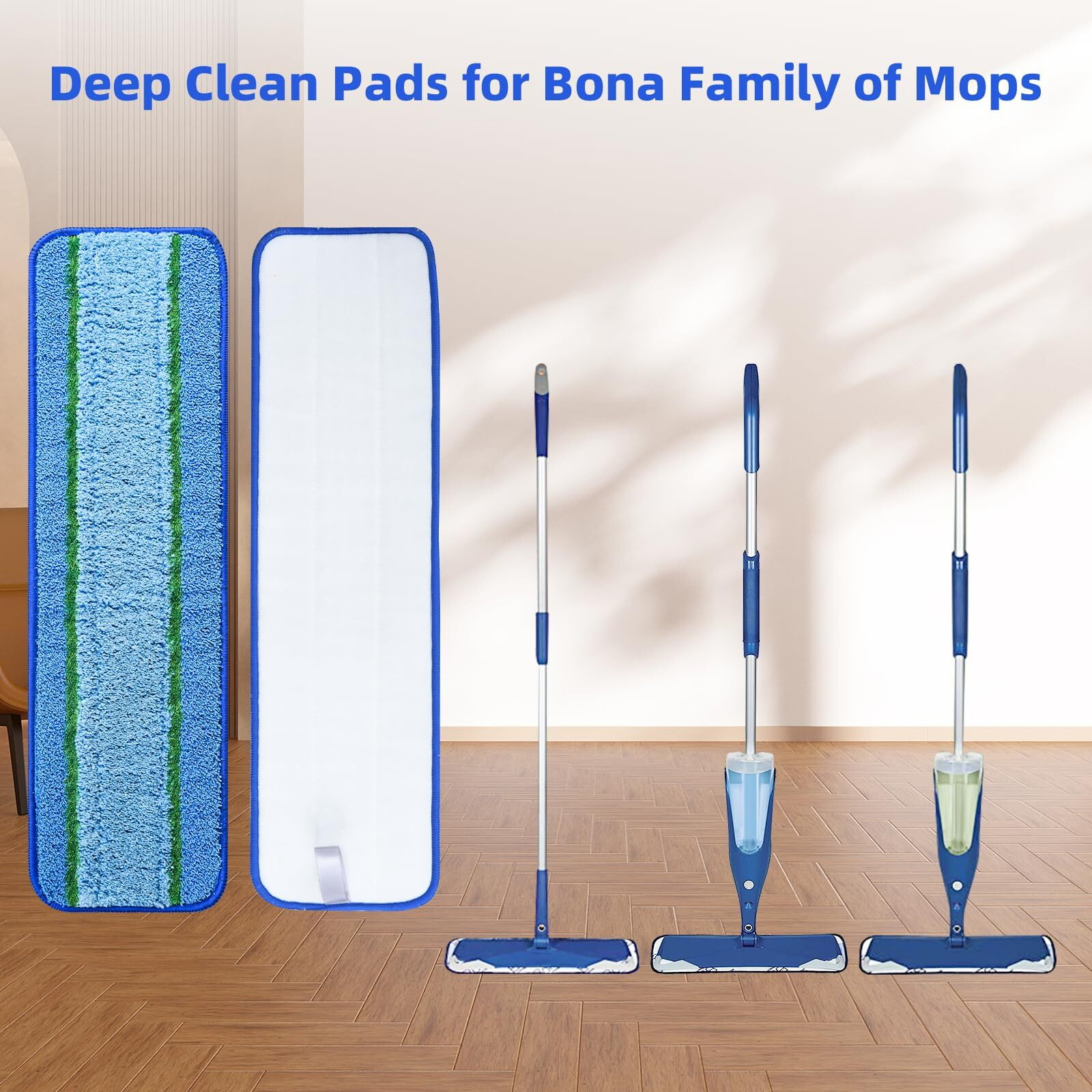 3 Pack Deep Clean Pads For Bona Family Of Mops  Washable & Reusable Microfiber Cleaning Pad For Hardwood And Multi-Surface